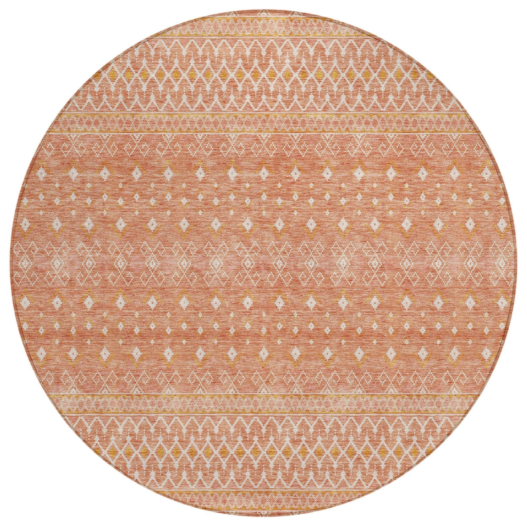 Machine Washable Salmon Orange Rug - Indoor / Outdoor - Kids / Pet Friendly Boho Print Rug