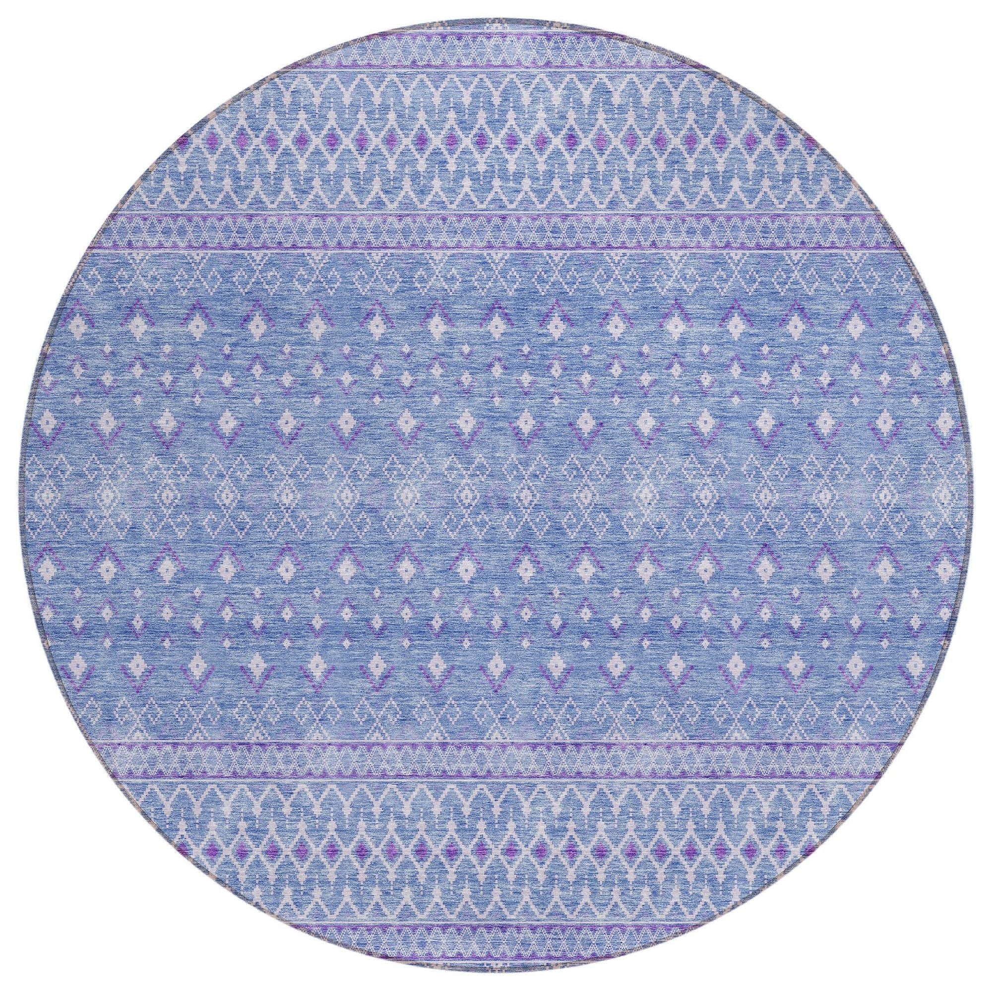 Machine Washable Sky Blue Rug - Indoor / Outdoor - Kids / Pet Friendly Boho Print Rug