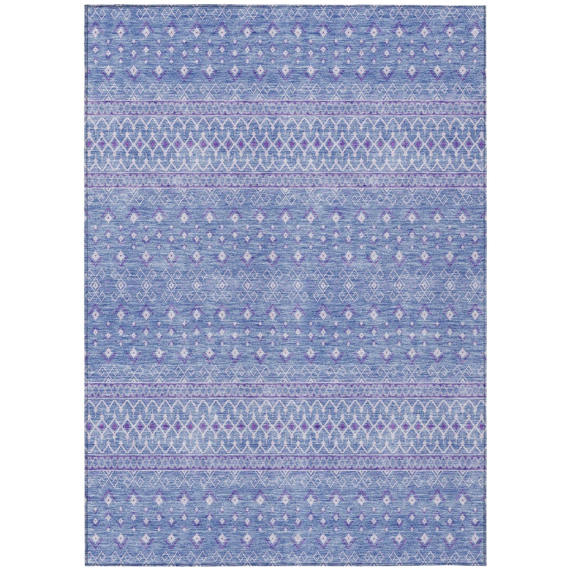 Machine Washable Sky Blue Rug - Indoor / Outdoor - Kids / Pet Friendly Boho Print Rug