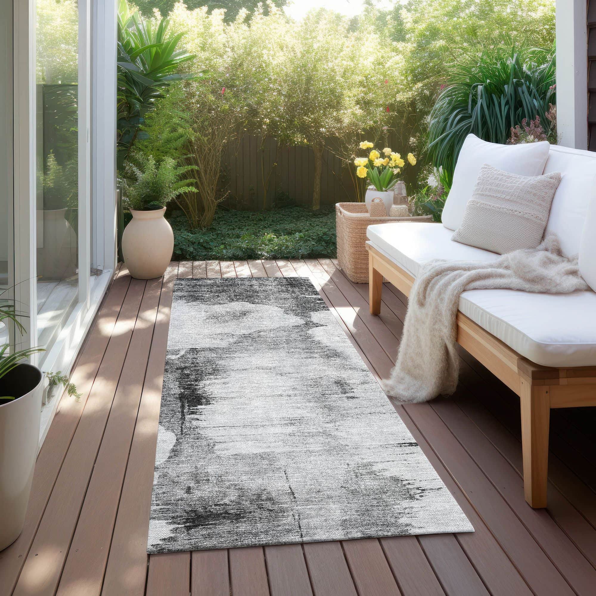 Machine Washable Gray Rug - Indoor / Outdoor - Kids / Pet Friendly Modern Print Rug