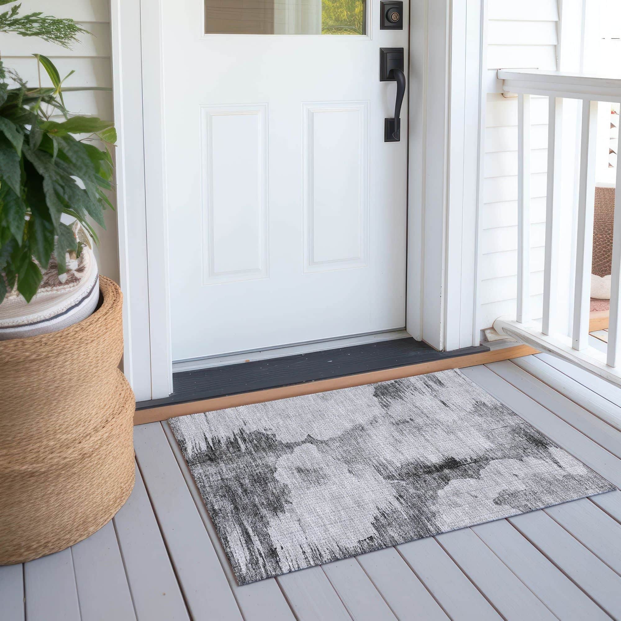 Machine Washable Gray Rug - Indoor / Outdoor - Kids / Pet Friendly Modern Print Rug