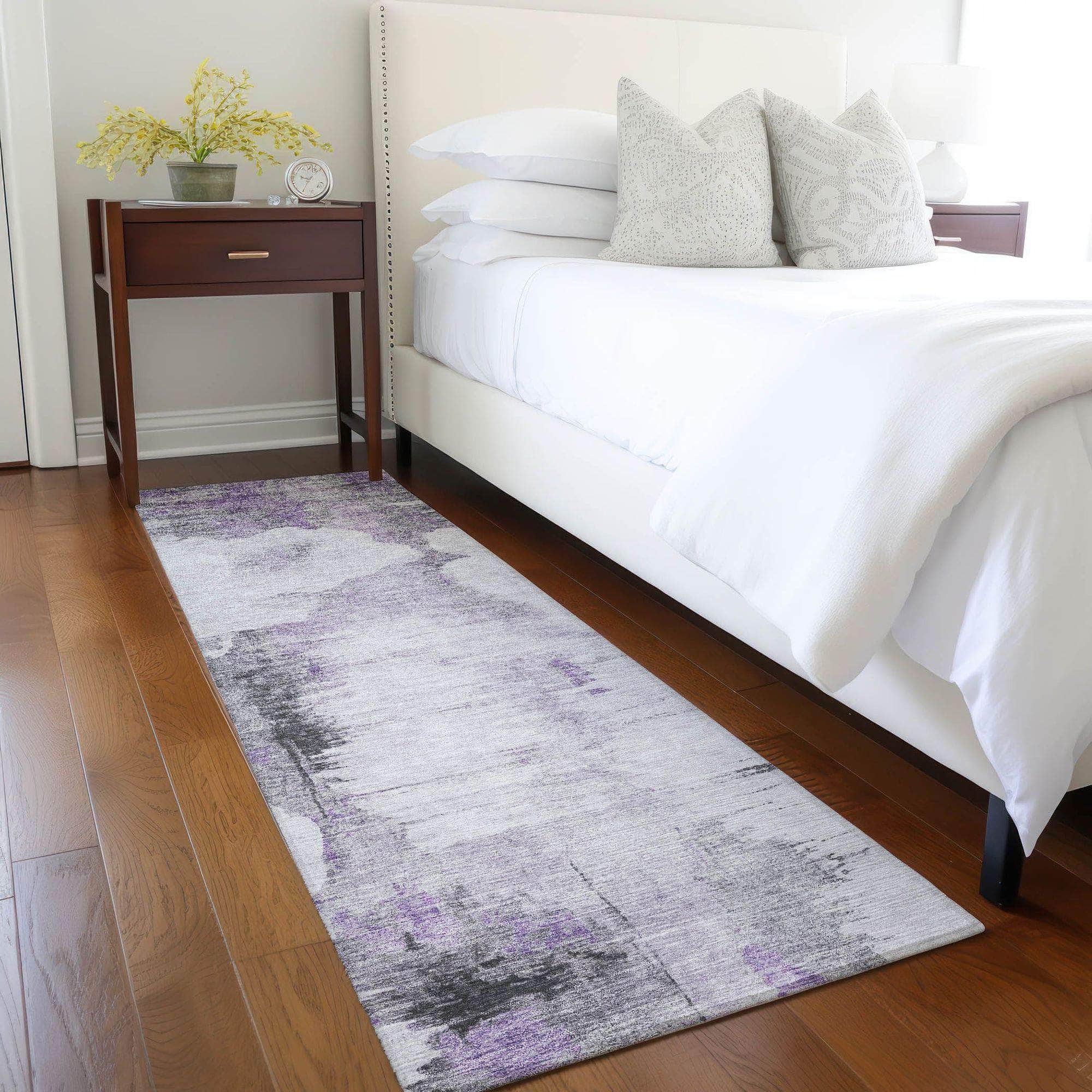 Machine Washable Purple Rug - Indoor / Outdoor - Kids / Pet Friendly Modern Print Rug