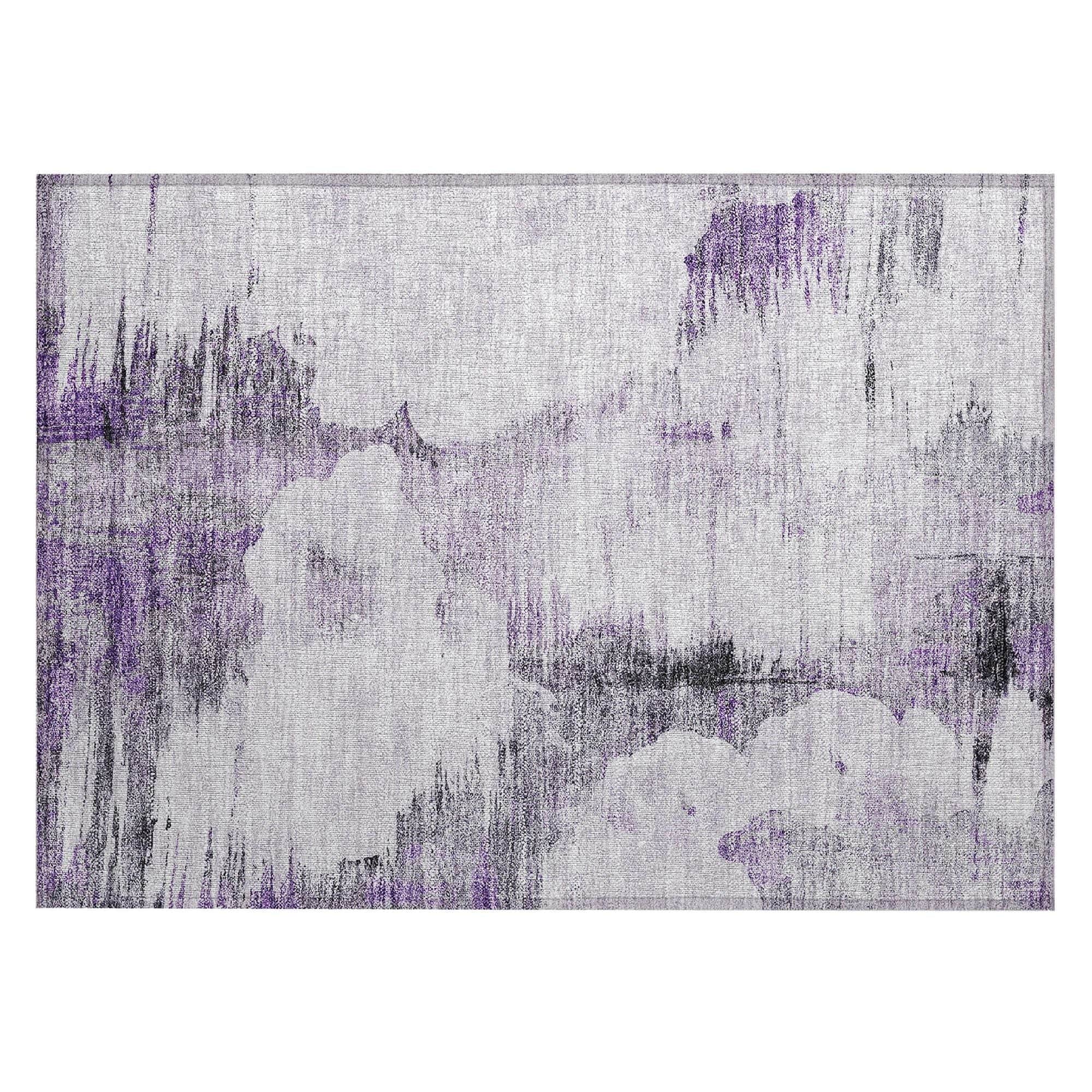 Machine Washable Purple Rug - Indoor / Outdoor - Kids / Pet Friendly Modern Print Rug