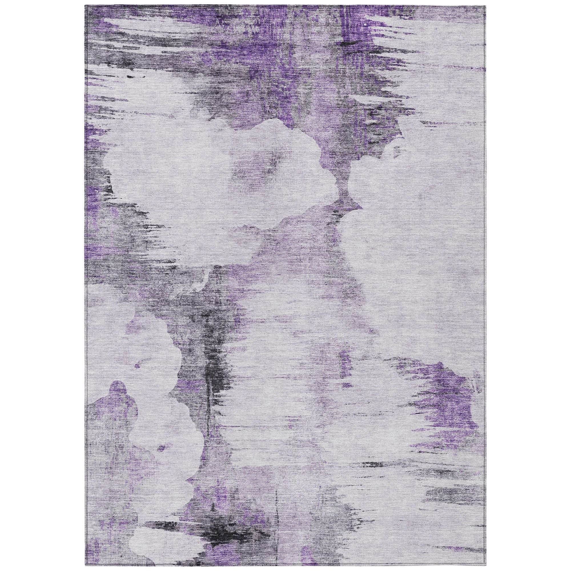 Machine Washable Purple Rug - Indoor / Outdoor - Kids / Pet Friendly Modern Print Rug