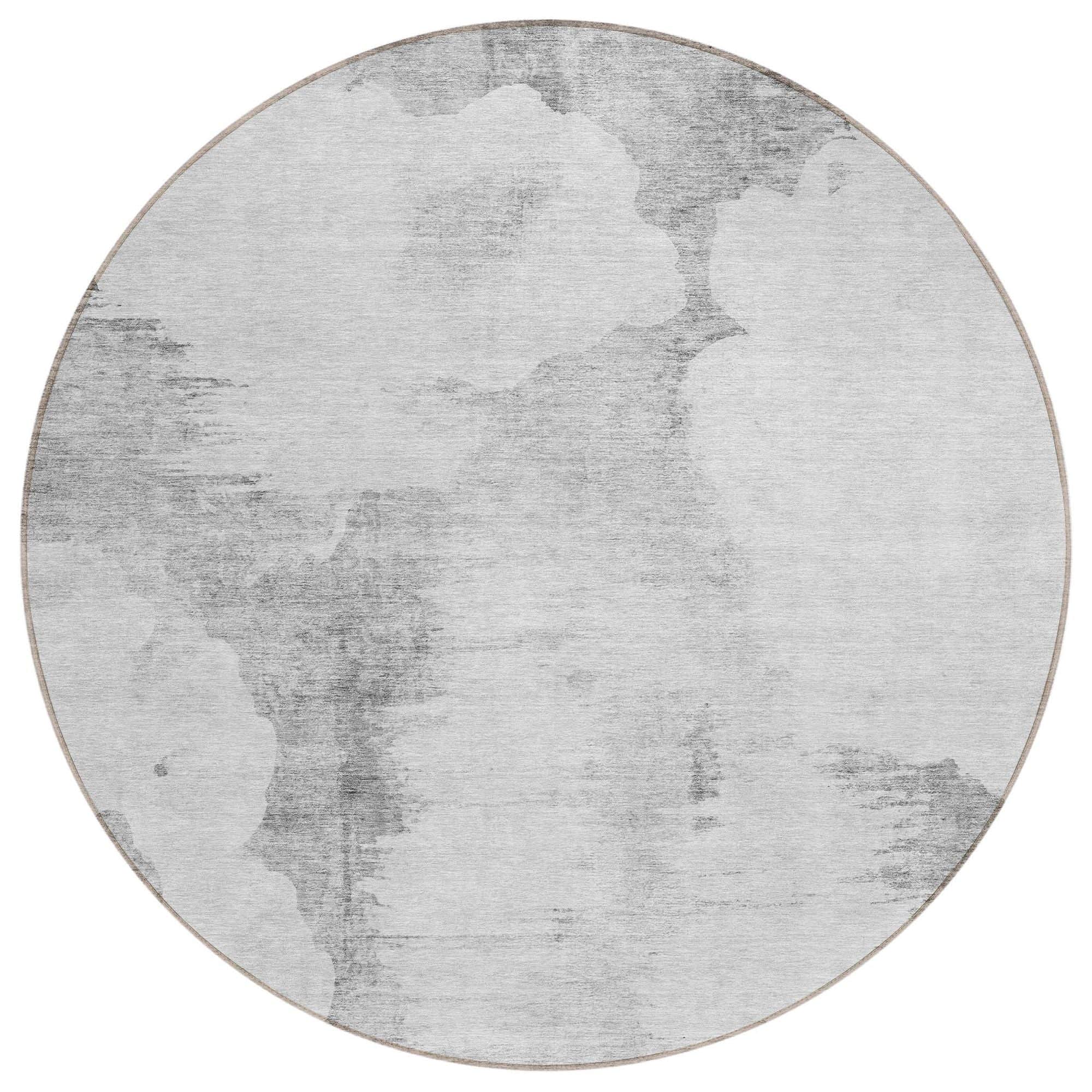 Machine Washable Silver Gray Rug - Indoor / Outdoor - Kids / Pet Friendly Modern Print Rug