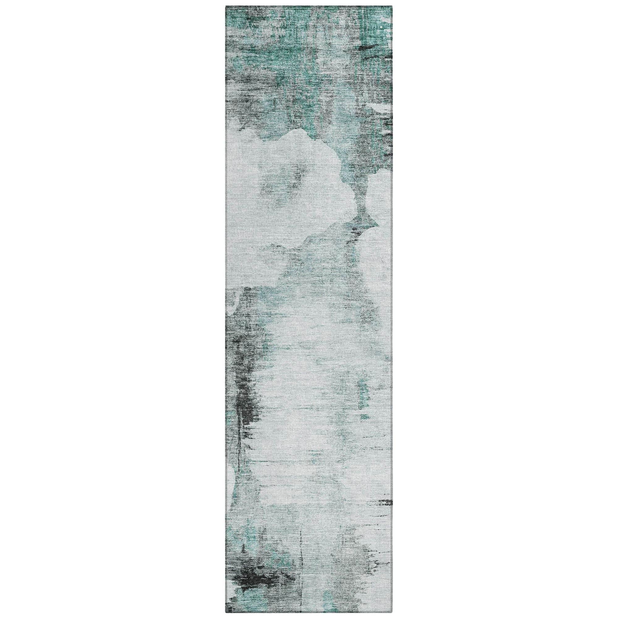 Machine Washable Teal Rug - Indoor / Outdoor - Kids / Pet Friendly Modern Print Rug