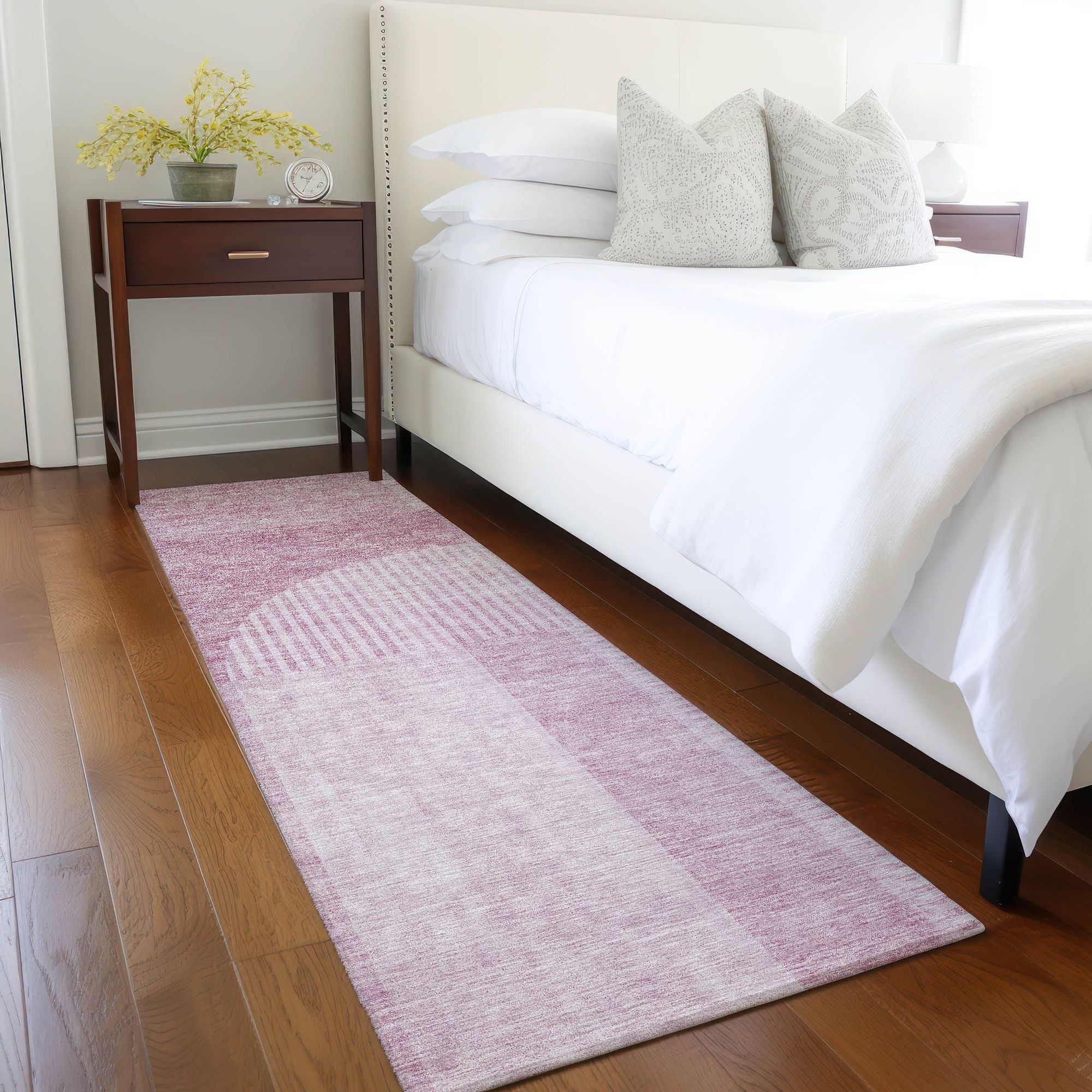 Machine Washable Blush Pink Rug - Indoor / Outdoor - Kids / Pet Friendly Art Deco Print Rug