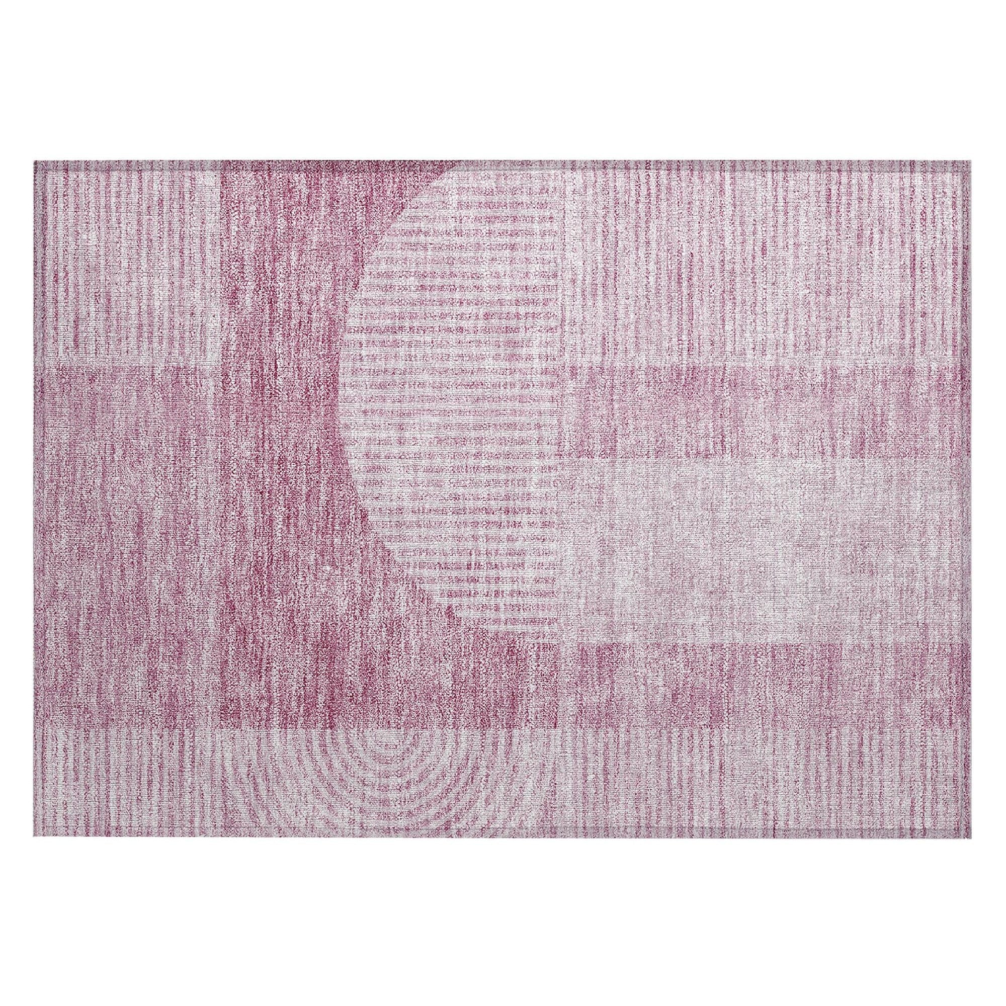 Machine Washable Blush Pink Rug - Indoor / Outdoor - Kids / Pet Friendly Art Deco Print Rug