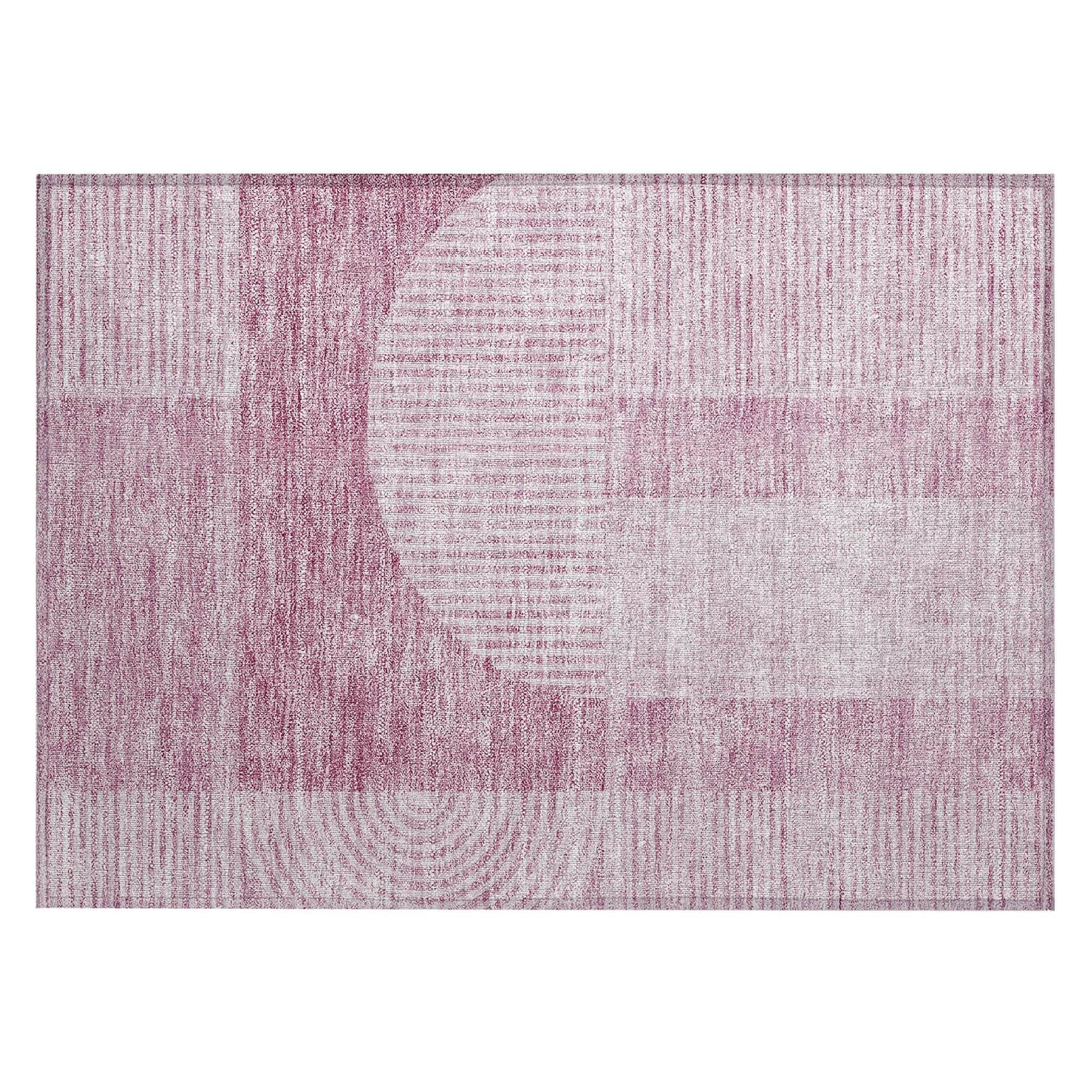 Machine Washable Blush Pink Rug - Indoor / Outdoor - Kids / Pet Friendly Art Deco Print Rug