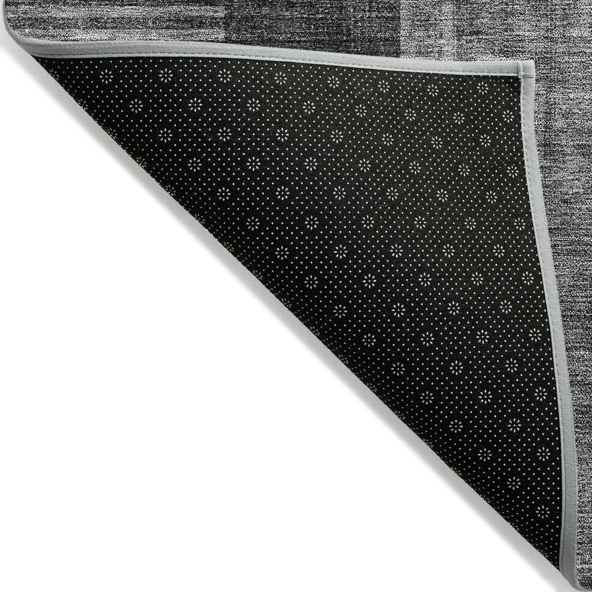 Machine Washable Charcoal Gray Rug - Indoor / Outdoor - Kids / Pet Friendly Art Deco Print Rug