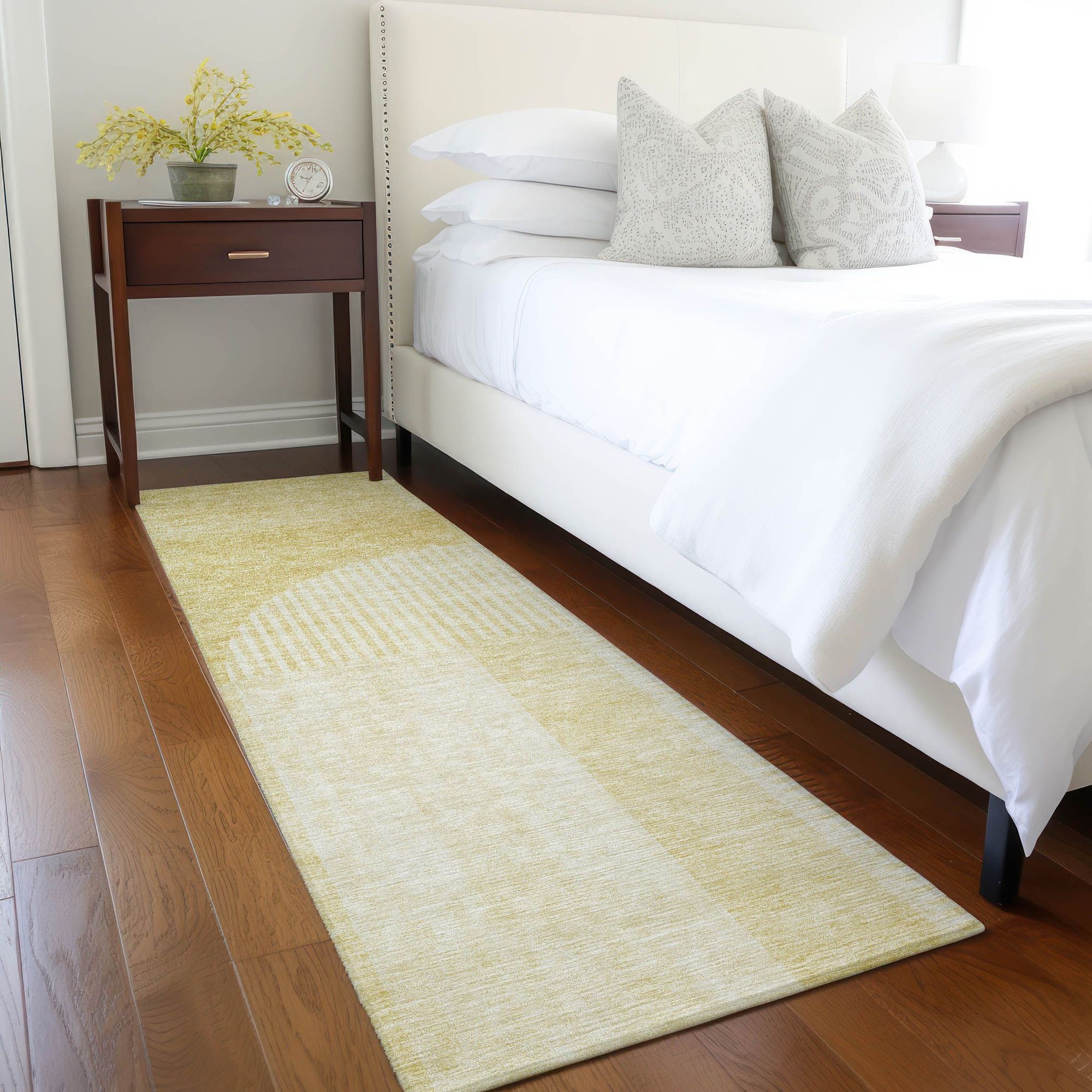 Machine Washable Gold Rug - Indoor / Outdoor - Kids / Pet Friendly Art Deco Print Rug