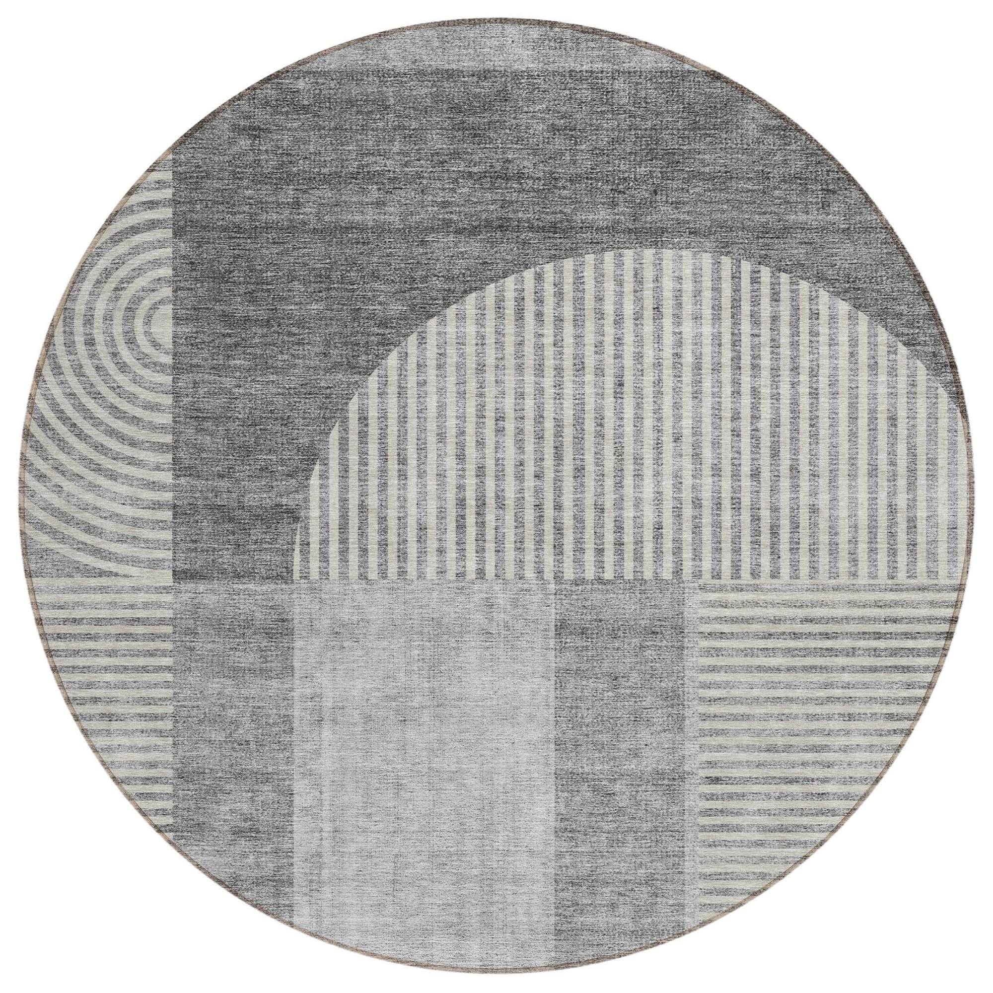 Machine Washable Gray Rug - Indoor / Outdoor - Kids / Pet Friendly Art Deco Print Rug