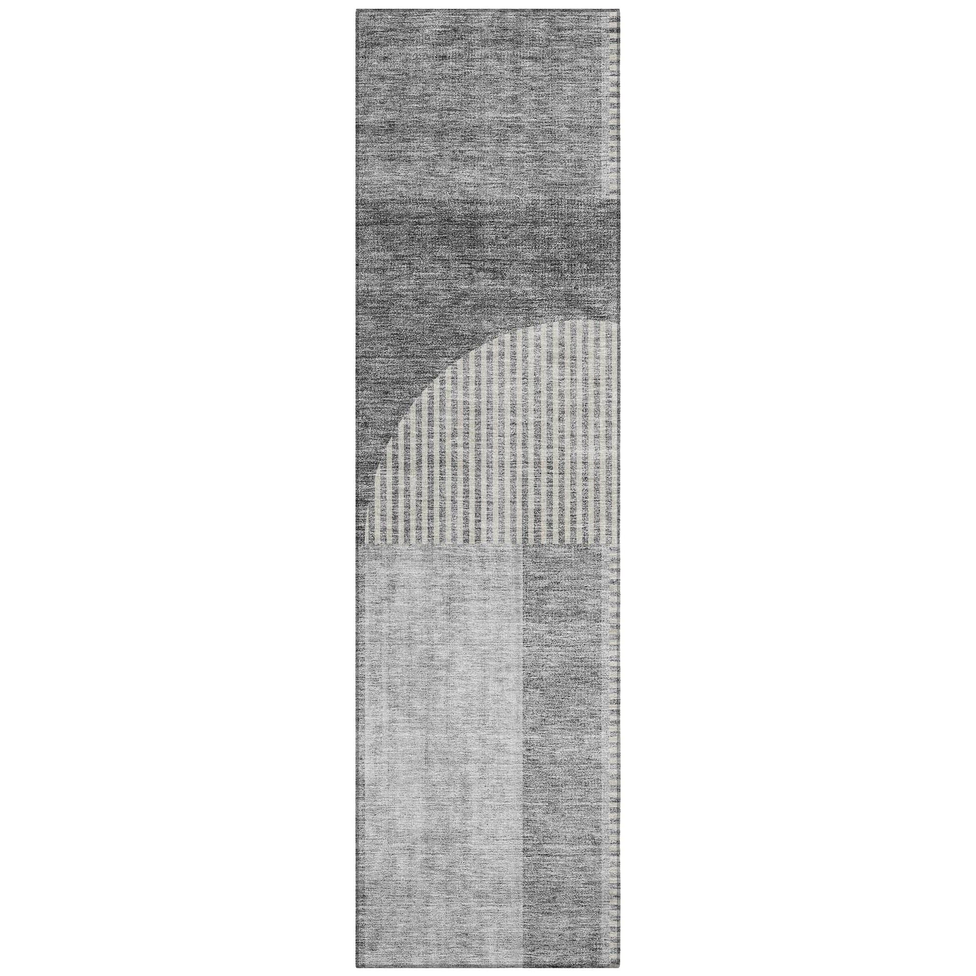Machine Washable Gray Rug - Indoor / Outdoor - Kids / Pet Friendly Art Deco Print Rug