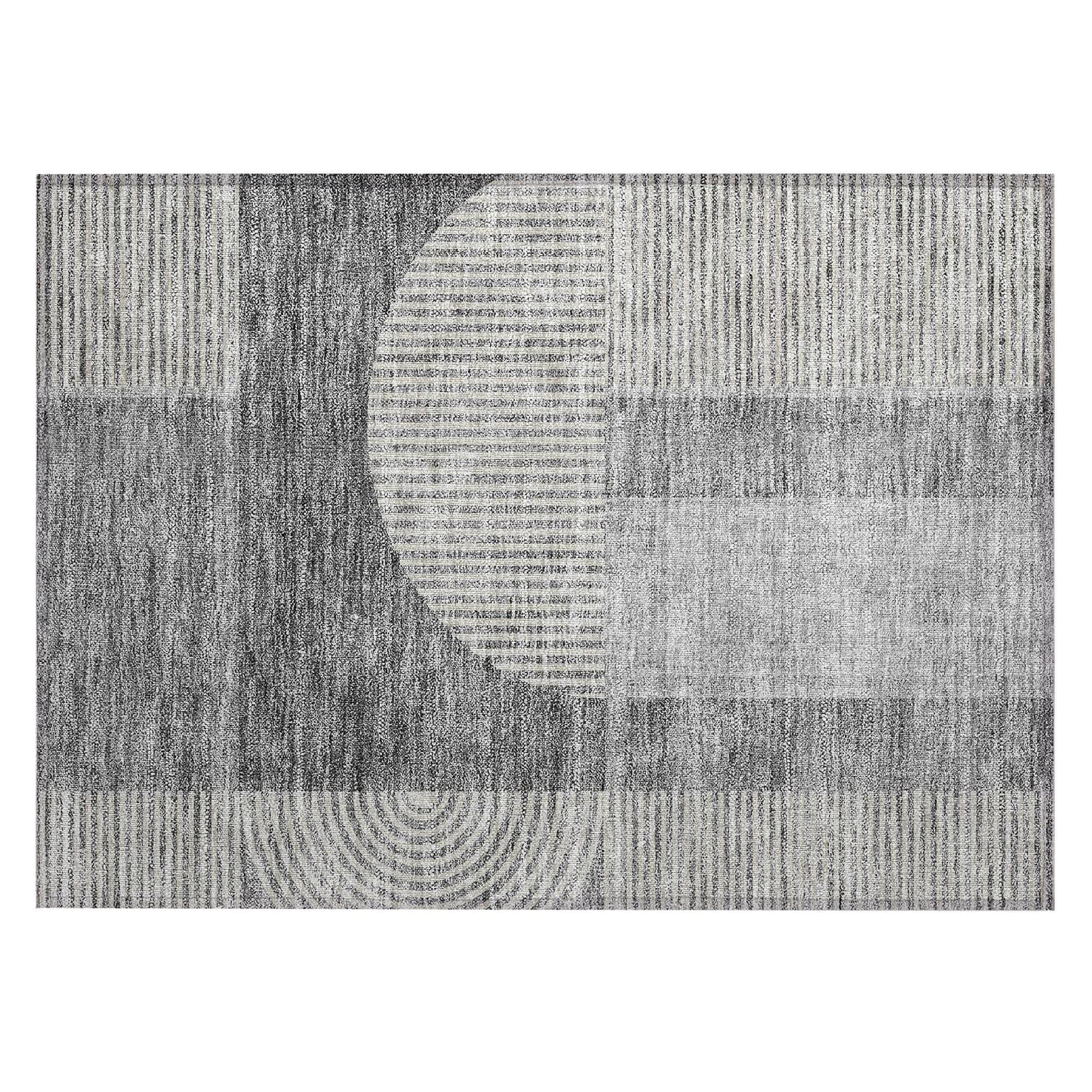 Machine Washable Gray Rug - Indoor / Outdoor - Kids / Pet Friendly Art Deco Print Rug