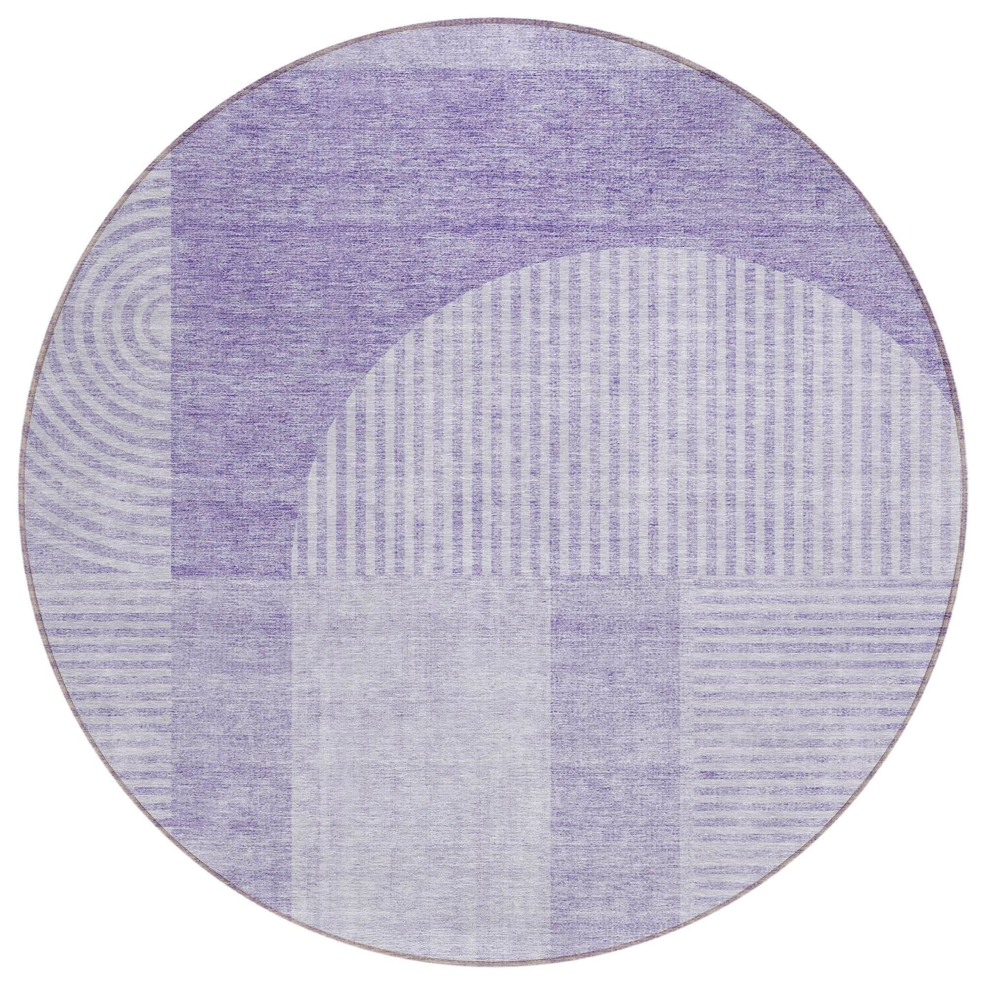 Machine Washable Lavender Purple Rug - Indoor / Outdoor - Kids / Pet Friendly Art Deco Print Rug