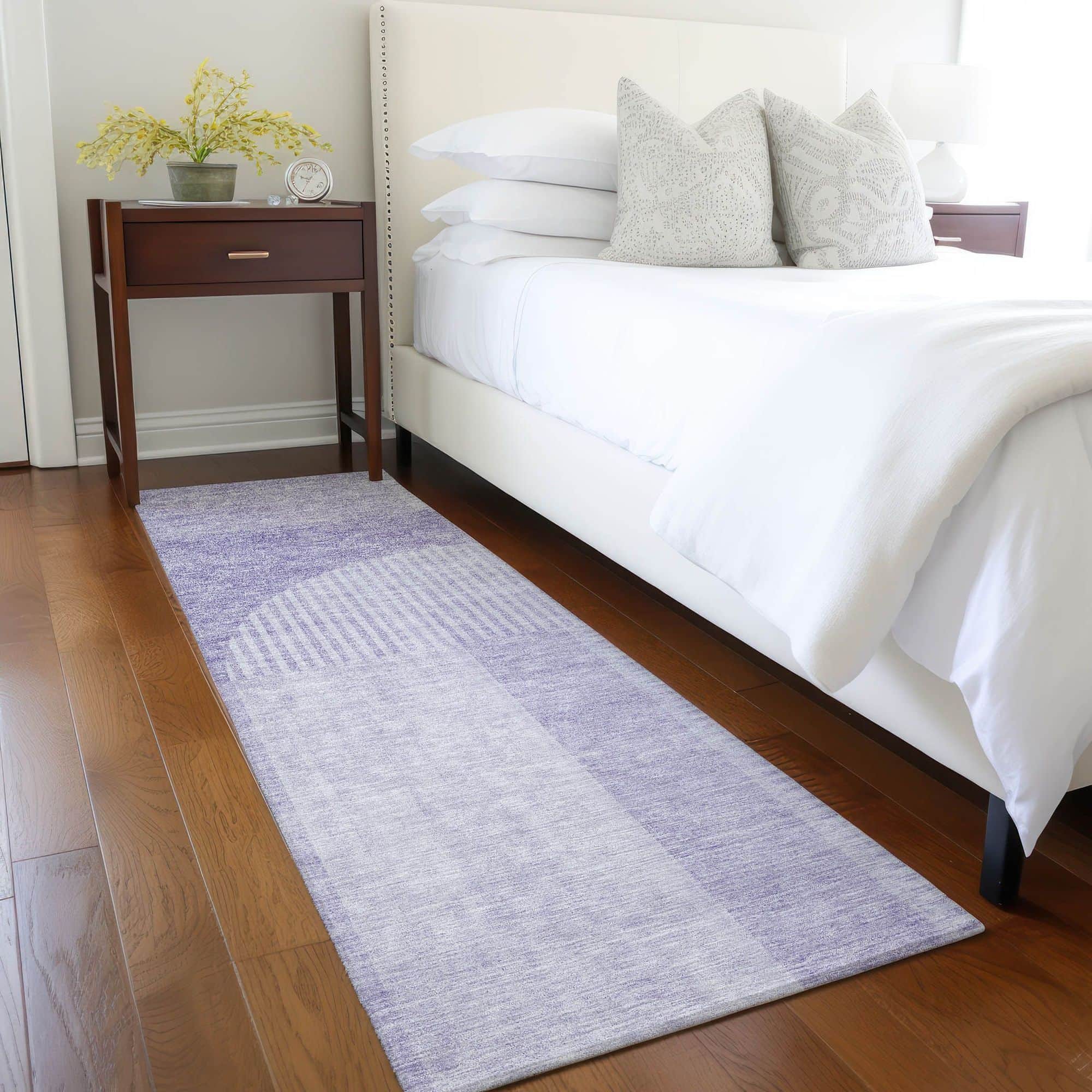 Machine Washable Lavender Purple Rug - Indoor / Outdoor - Kids / Pet Friendly Art Deco Print Rug