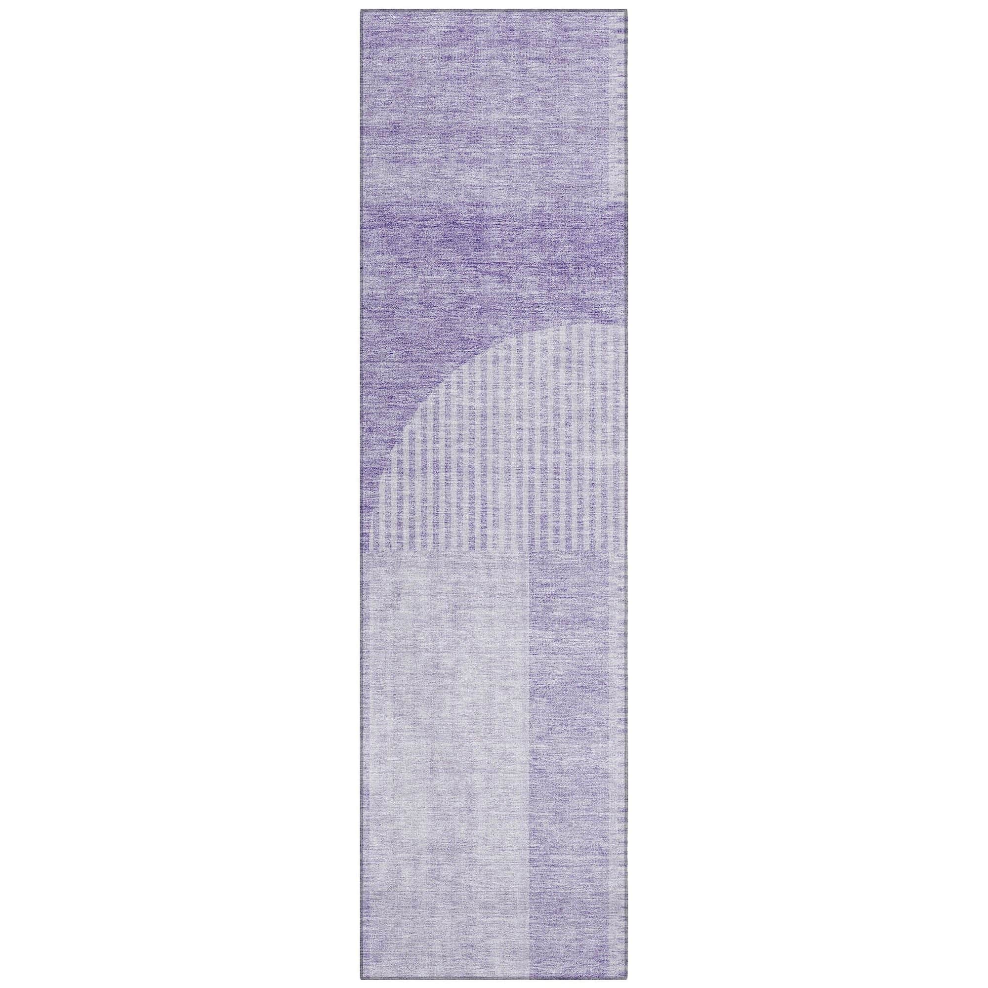Machine Washable Lavender Purple Rug - Indoor / Outdoor - Kids / Pet Friendly Art Deco Print Rug