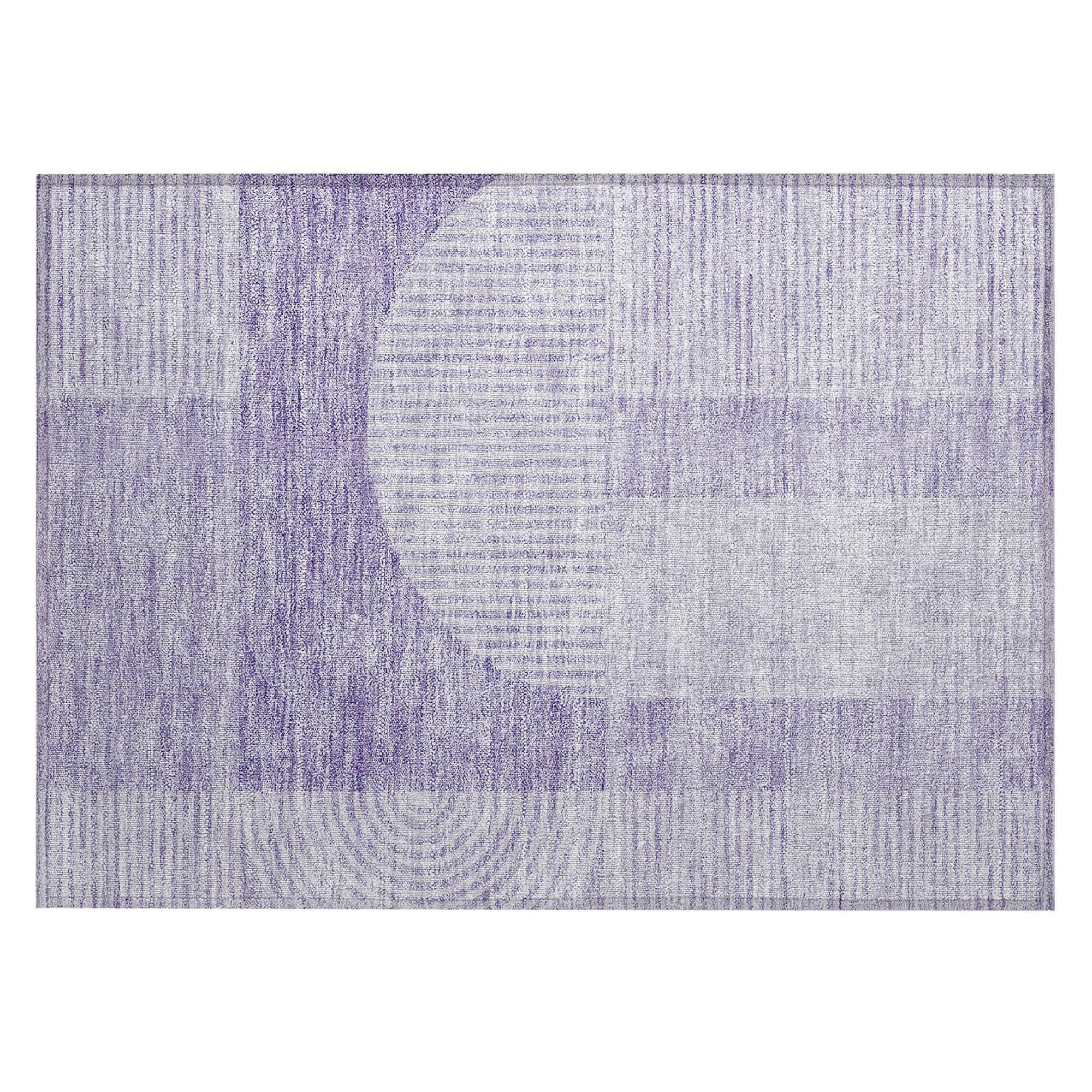 Machine Washable Lavender Purple Rug - Indoor / Outdoor - Kids / Pet Friendly Art Deco Print Rug