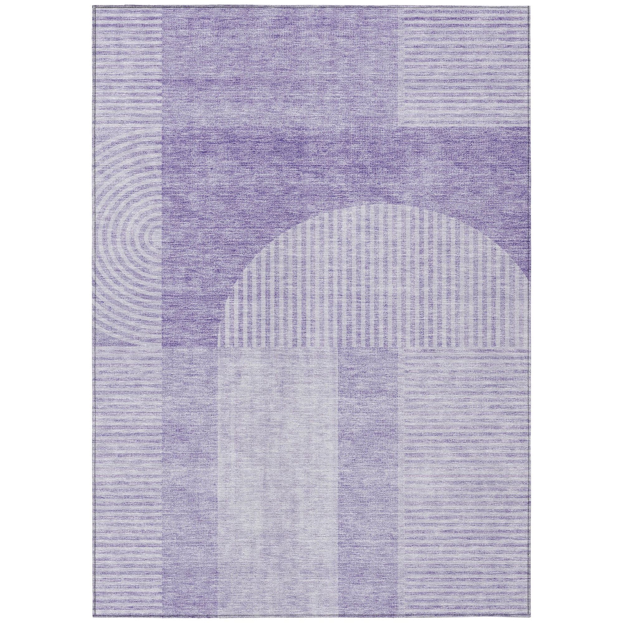 Machine Washable Lavender Purple Rug - Indoor / Outdoor - Kids / Pet Friendly Art Deco Print Rug