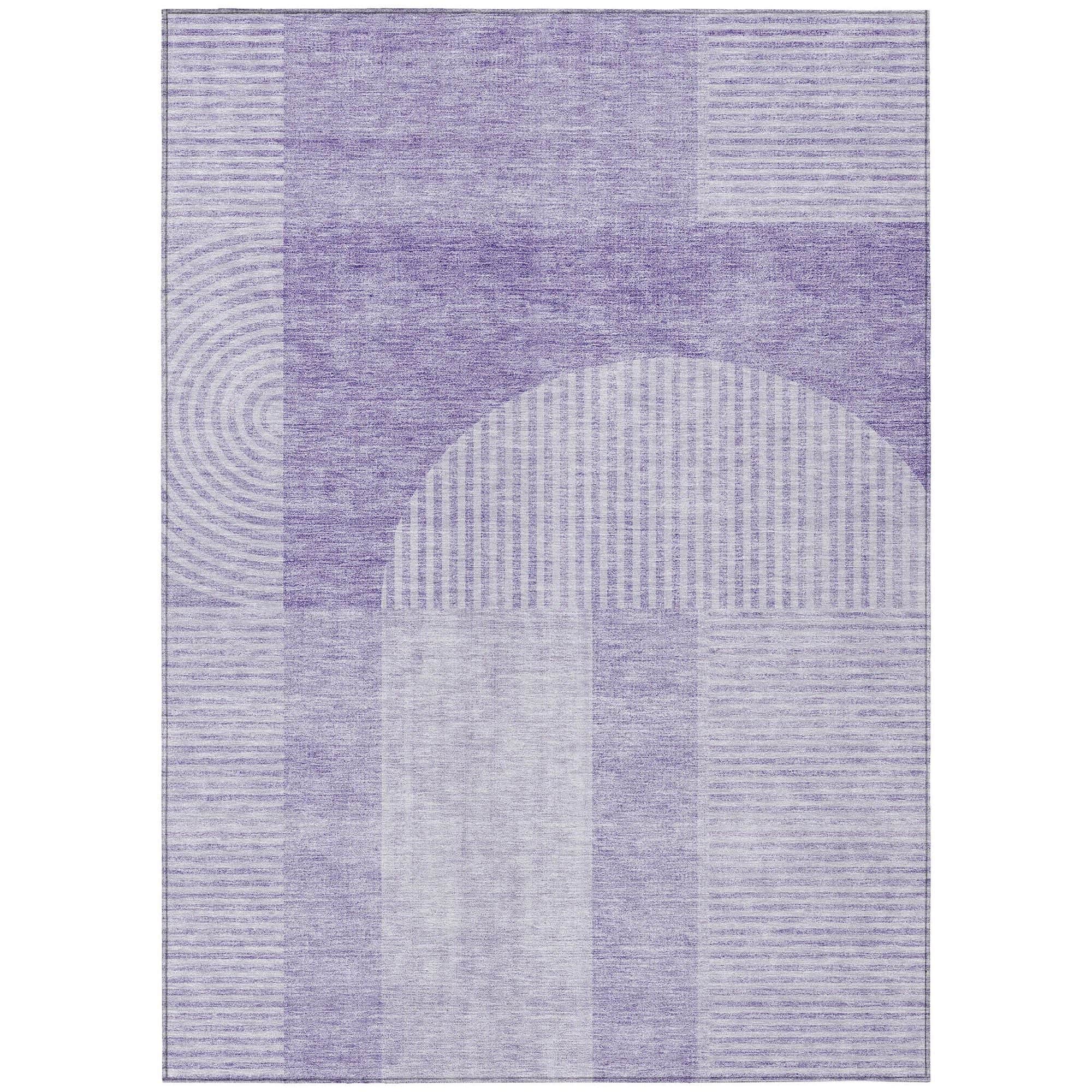 Machine Washable Lavender Purple Rug - Indoor / Outdoor - Kids / Pet Friendly Art Deco Print Rug
