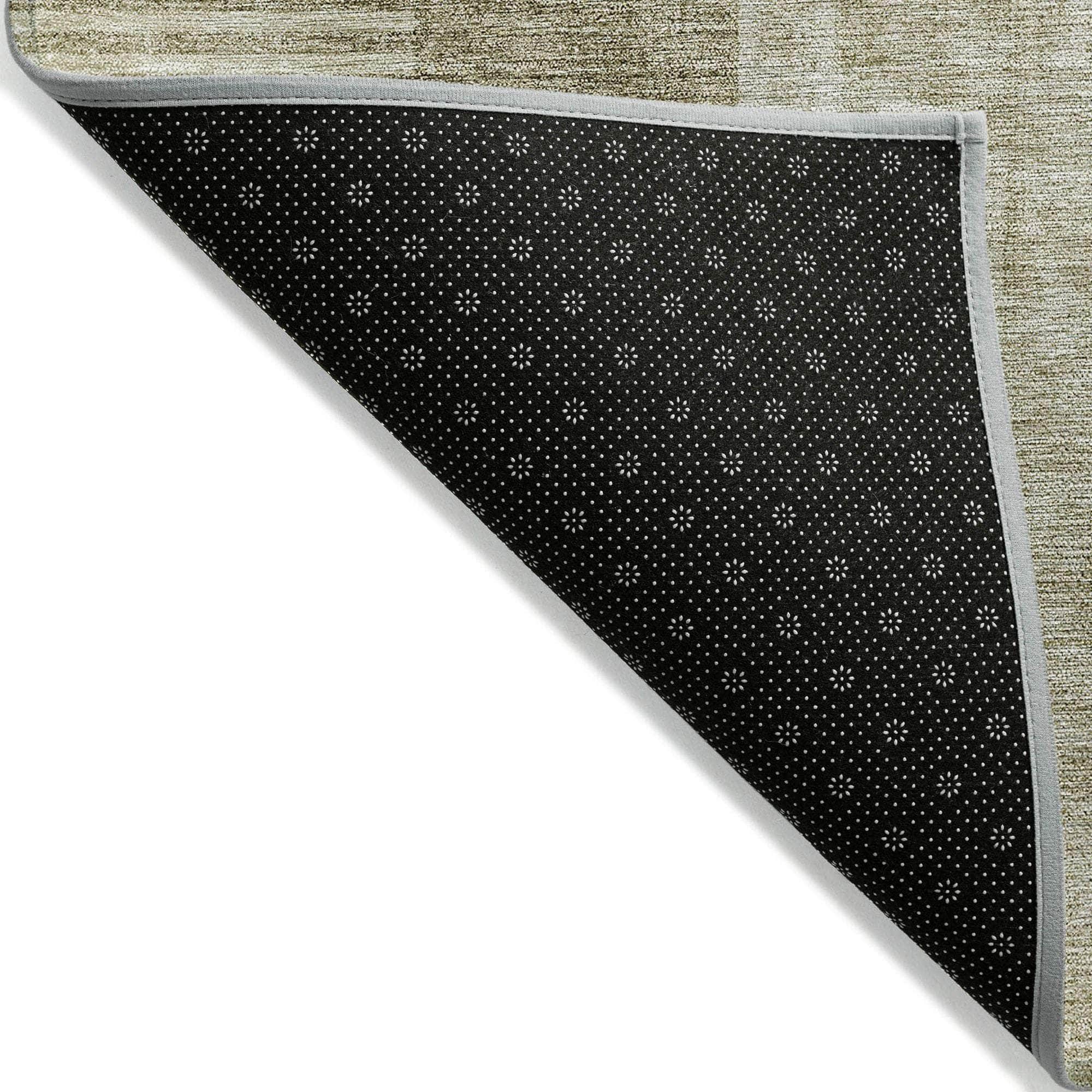 Machine Washable Taupe Brown Rug - Indoor / Outdoor - Kids / Pet Friendly Art Deco Print Rug