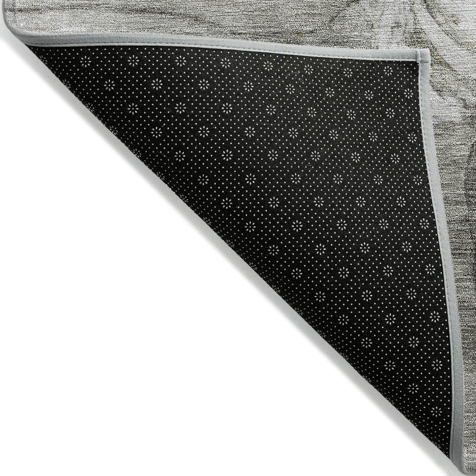 Machine Washable Taupe Brown Rug - Indoor / Outdoor - Kids / Pet Friendly Floral Print Rug
