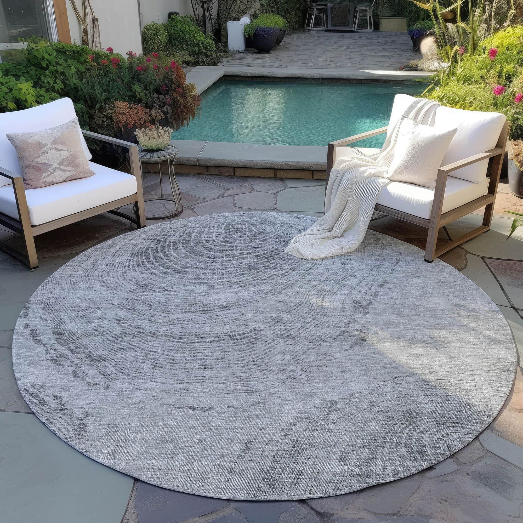 Machine Washable Gray Rug - Indoor / Outdoor - Kids / Pet Friendly Organic Print Rug