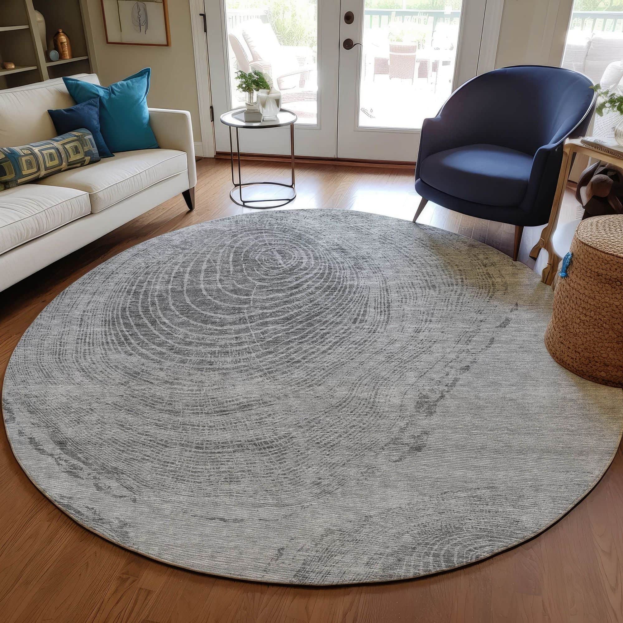 Machine Washable Gray Rug - Indoor / Outdoor - Kids / Pet Friendly Organic Print Rug