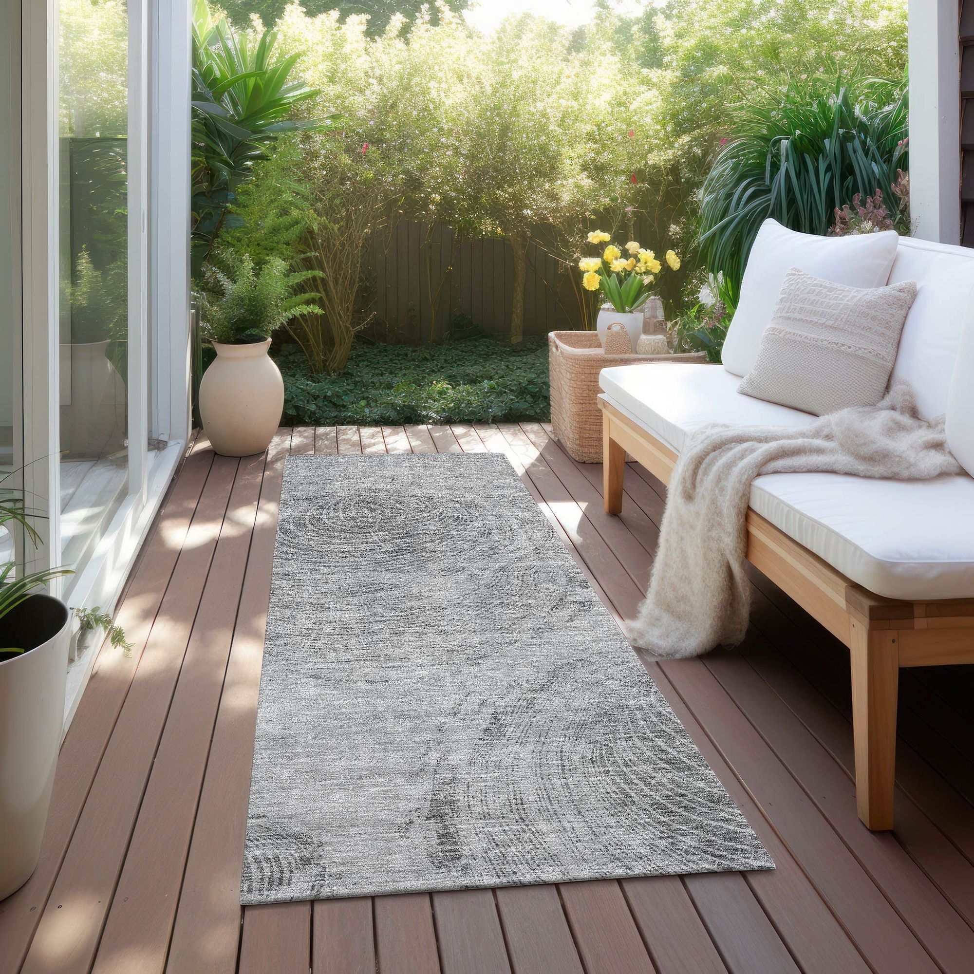 Machine Washable Gray Rug - Indoor / Outdoor - Kids / Pet Friendly Organic Print Rug