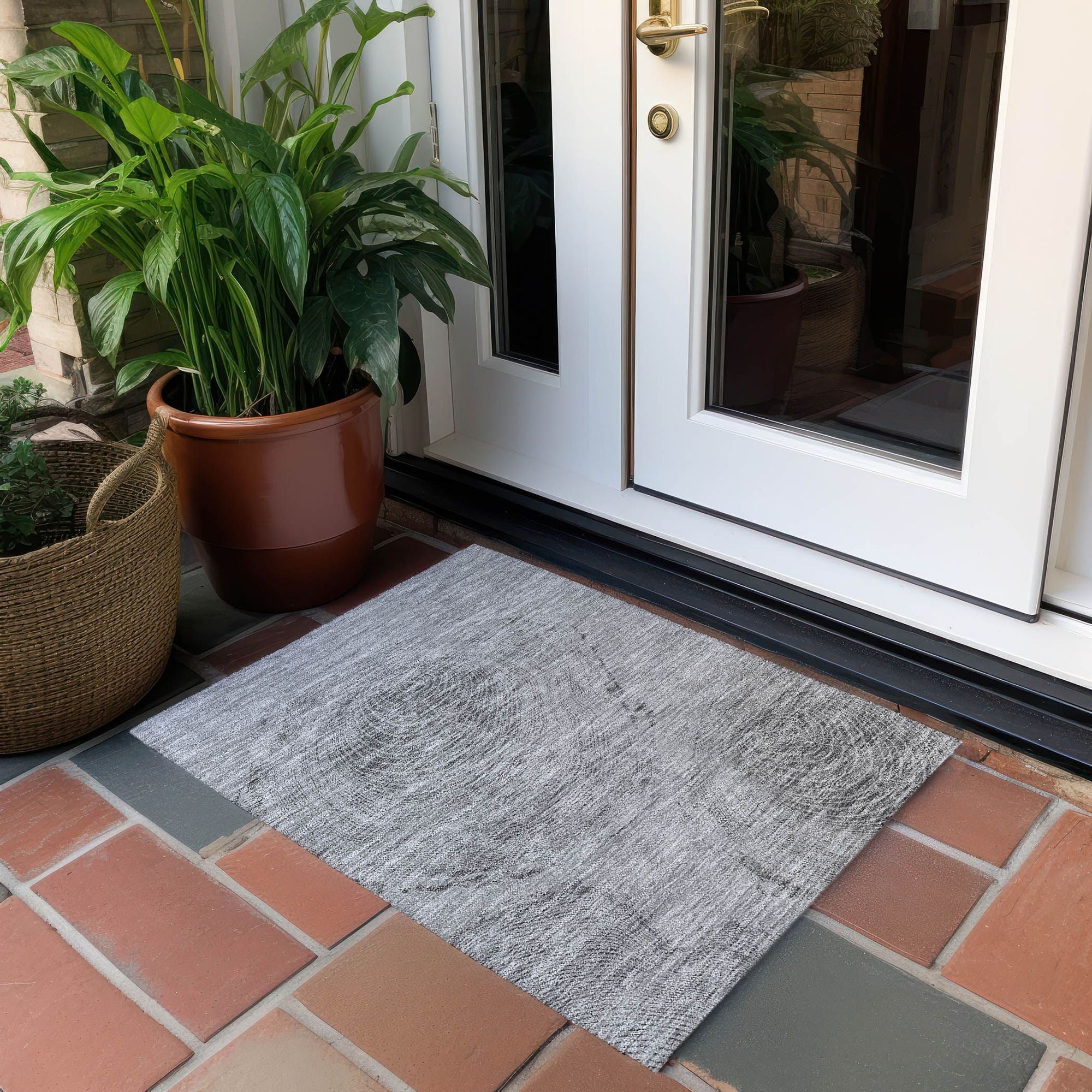 Machine Washable Gray Rug - Indoor / Outdoor - Kids / Pet Friendly Organic Print Rug