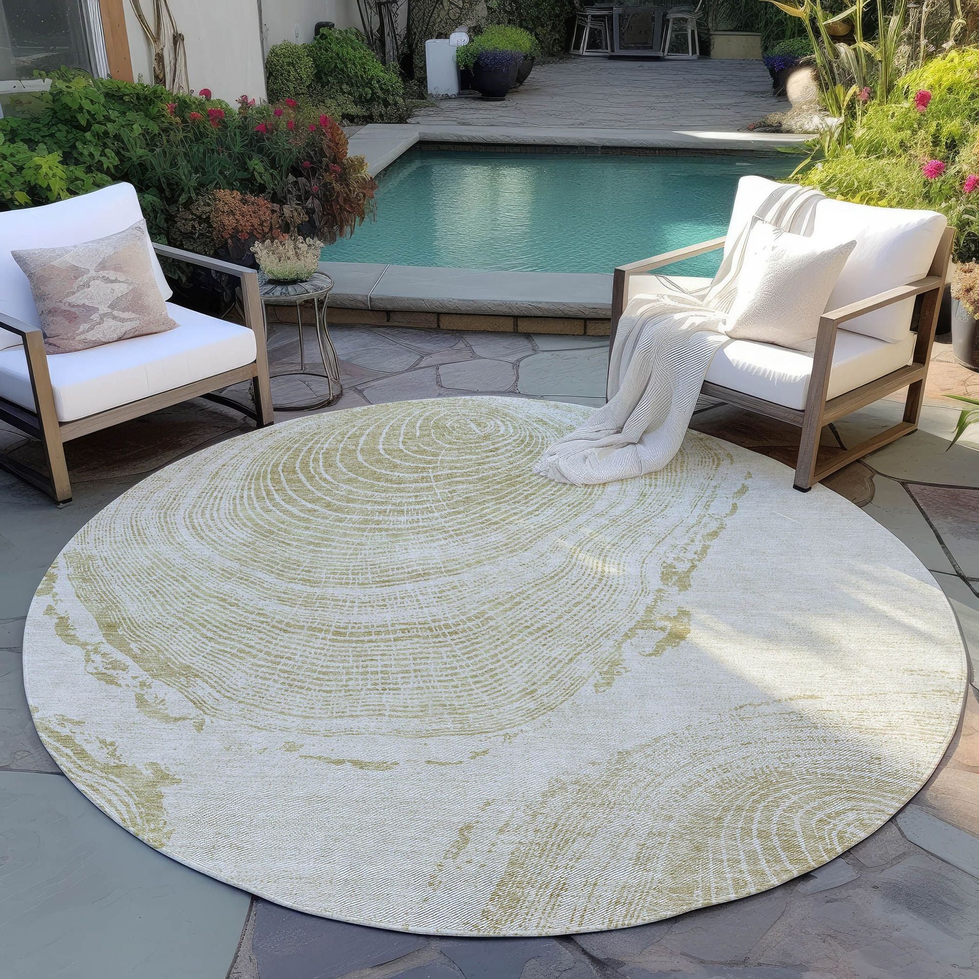 Machine Washable Khaki Brown Rug - Indoor / Outdoor - Kids / Pet Friendly Organic Print Rug