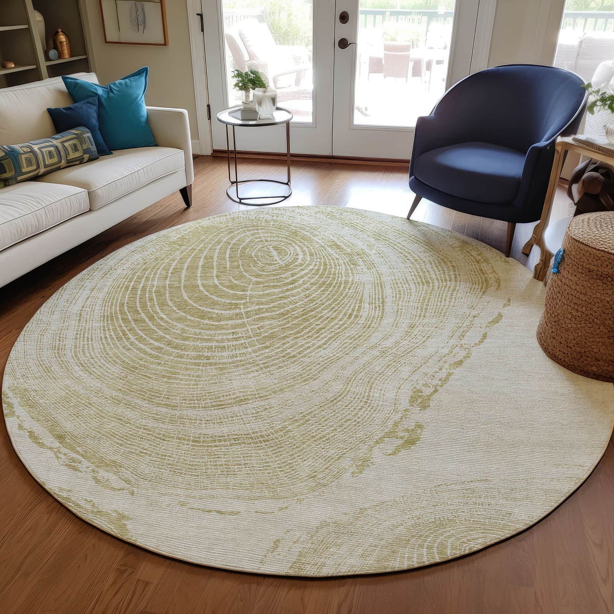 Machine Washable Khaki Brown Rug - Indoor / Outdoor - Kids / Pet Friendly Organic Print Rug