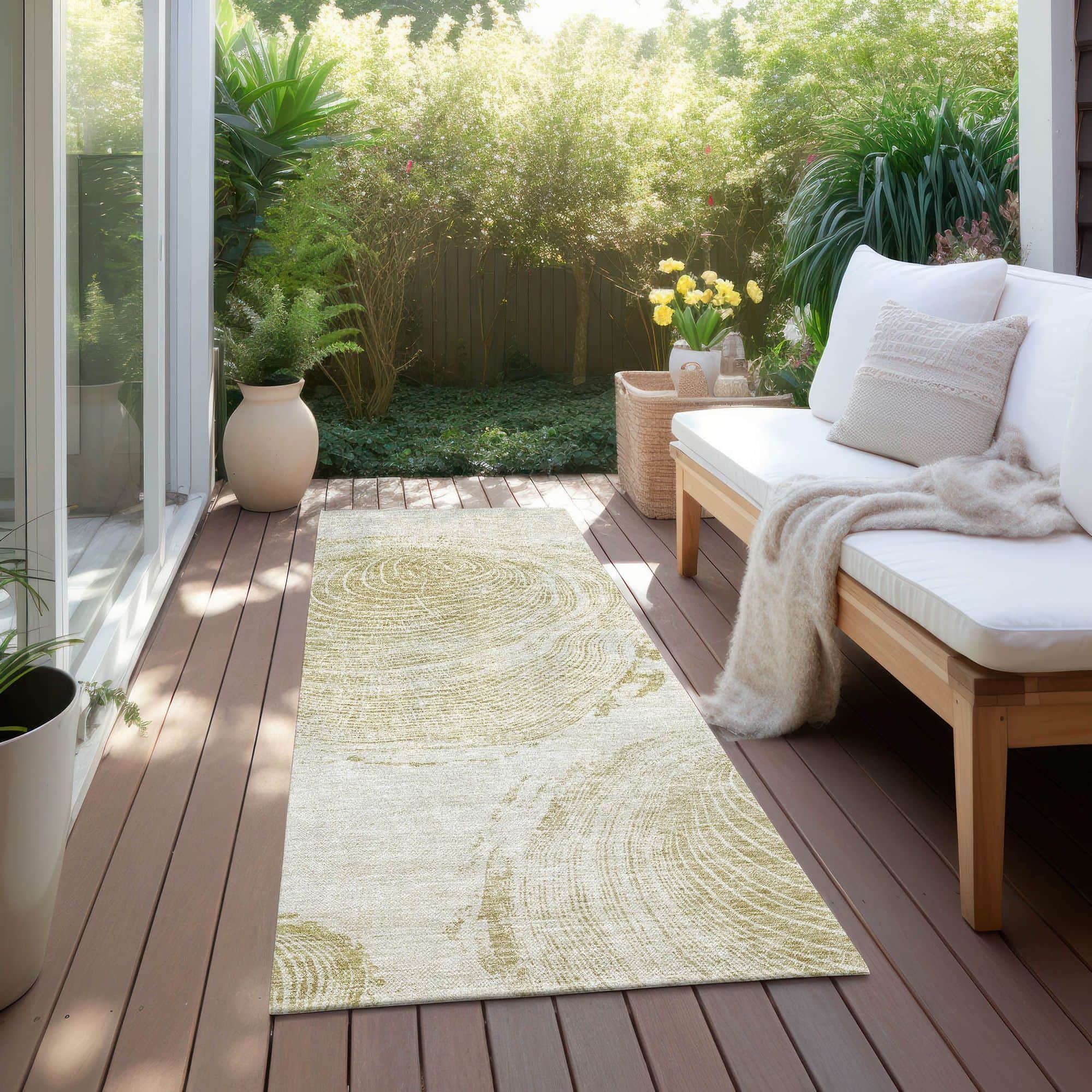 Machine Washable Khaki Brown Rug - Indoor / Outdoor - Kids / Pet Friendly Organic Print Rug