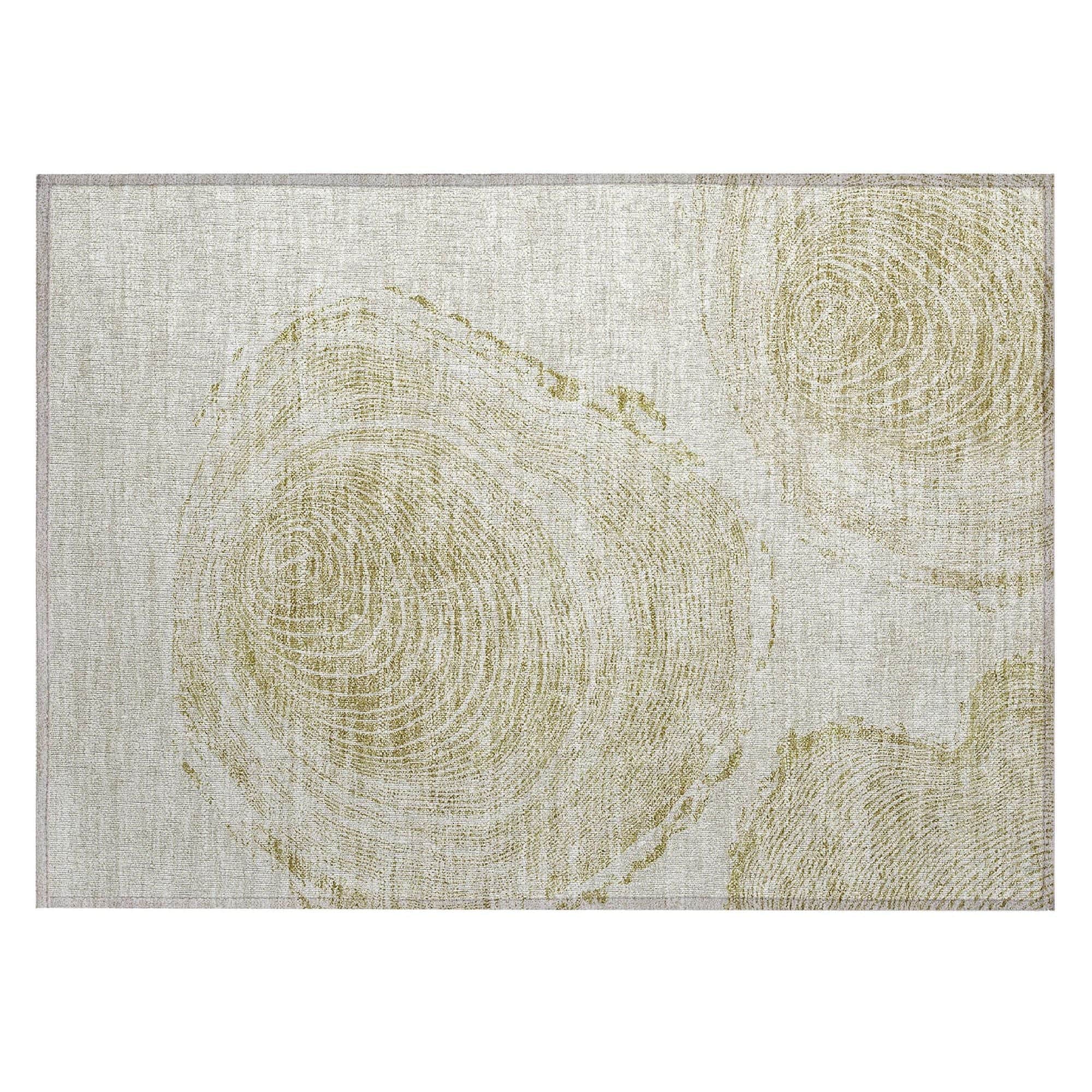 Machine Washable Khaki Brown Rug - Indoor / Outdoor - Kids / Pet Friendly Organic Print Rug