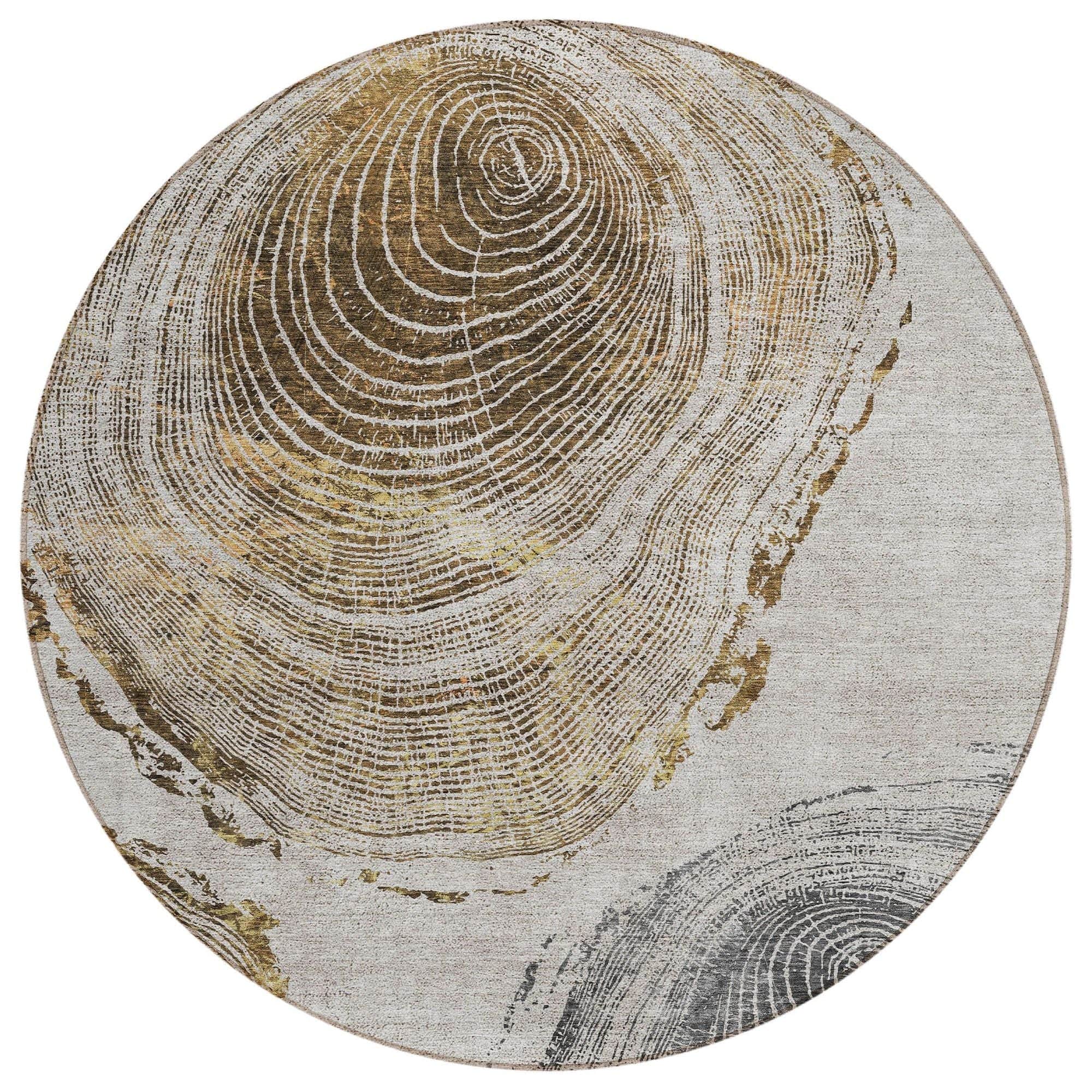 Machine Washable Taupe Brown Rug - Indoor / Outdoor - Kids / Pet Friendly Organic Print Rug