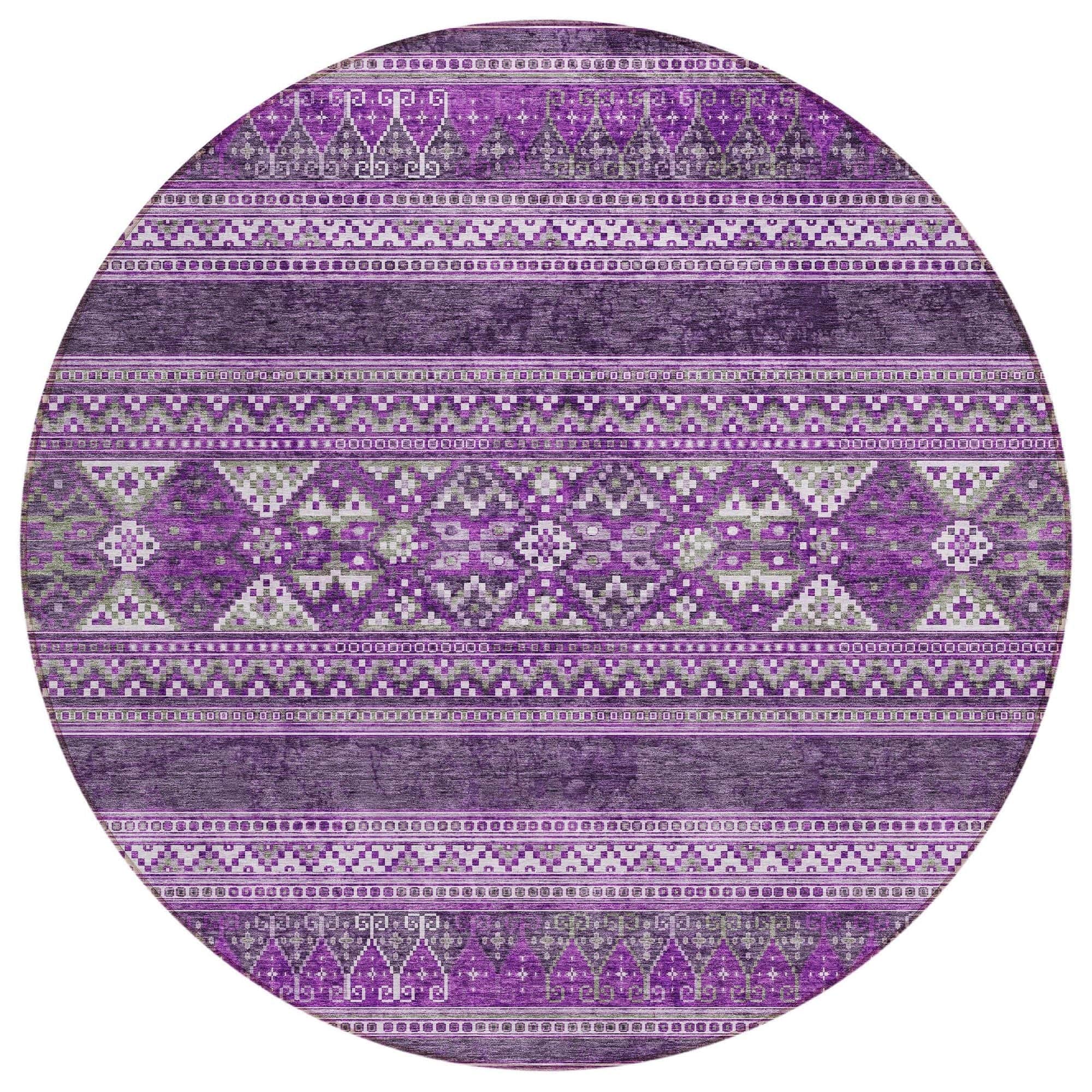 Machine Washable Purple Rug - Indoor / Outdoor - Kids / Pet Friendly Southwest Print Rug