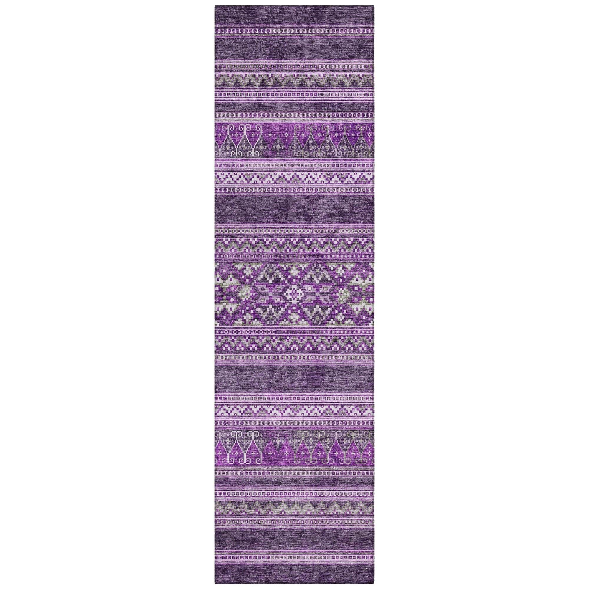 Machine Washable Purple Rug - Indoor / Outdoor - Kids / Pet Friendly Southwest Print Rug