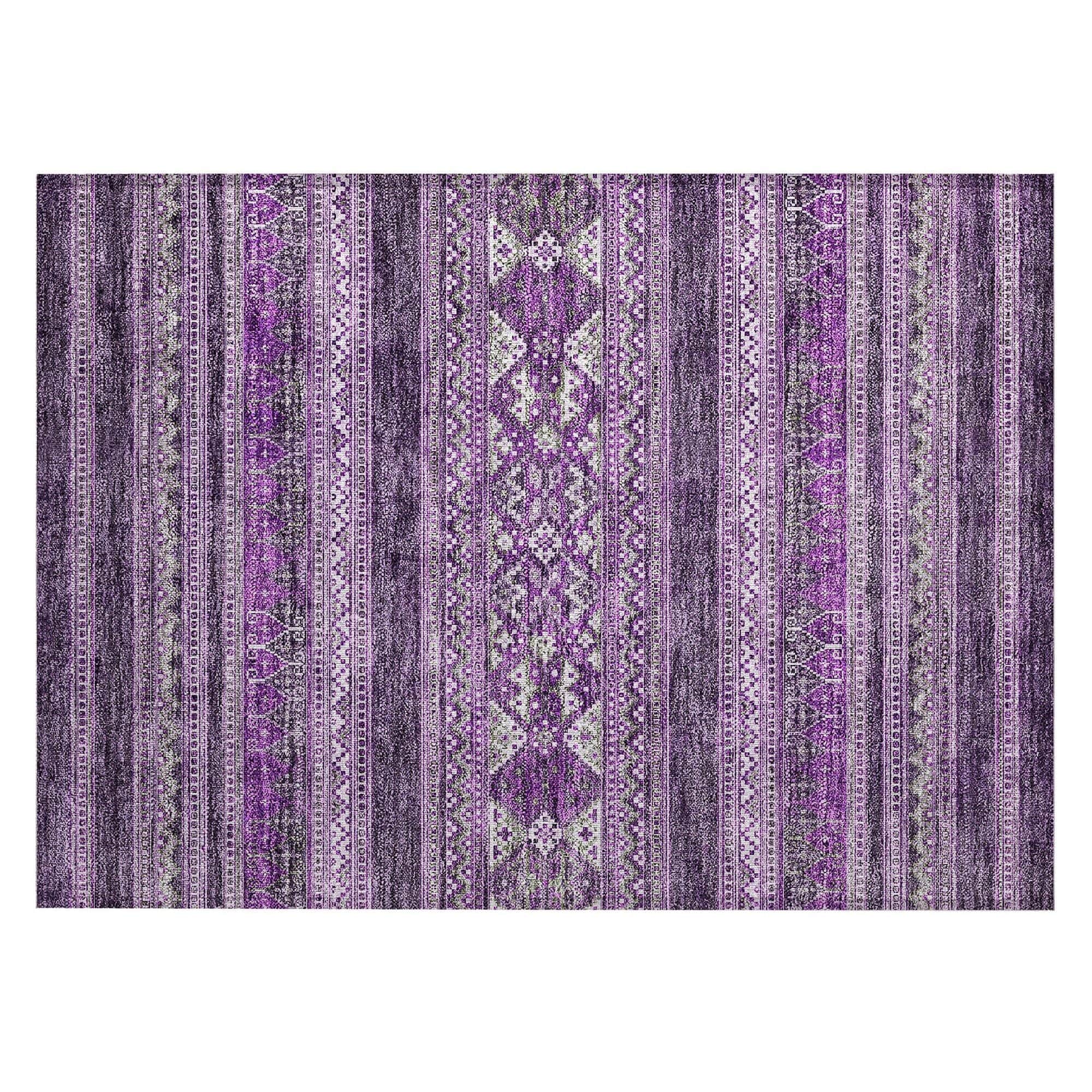Machine Washable Purple Rug - Indoor / Outdoor - Kids / Pet Friendly Southwest Print Rug