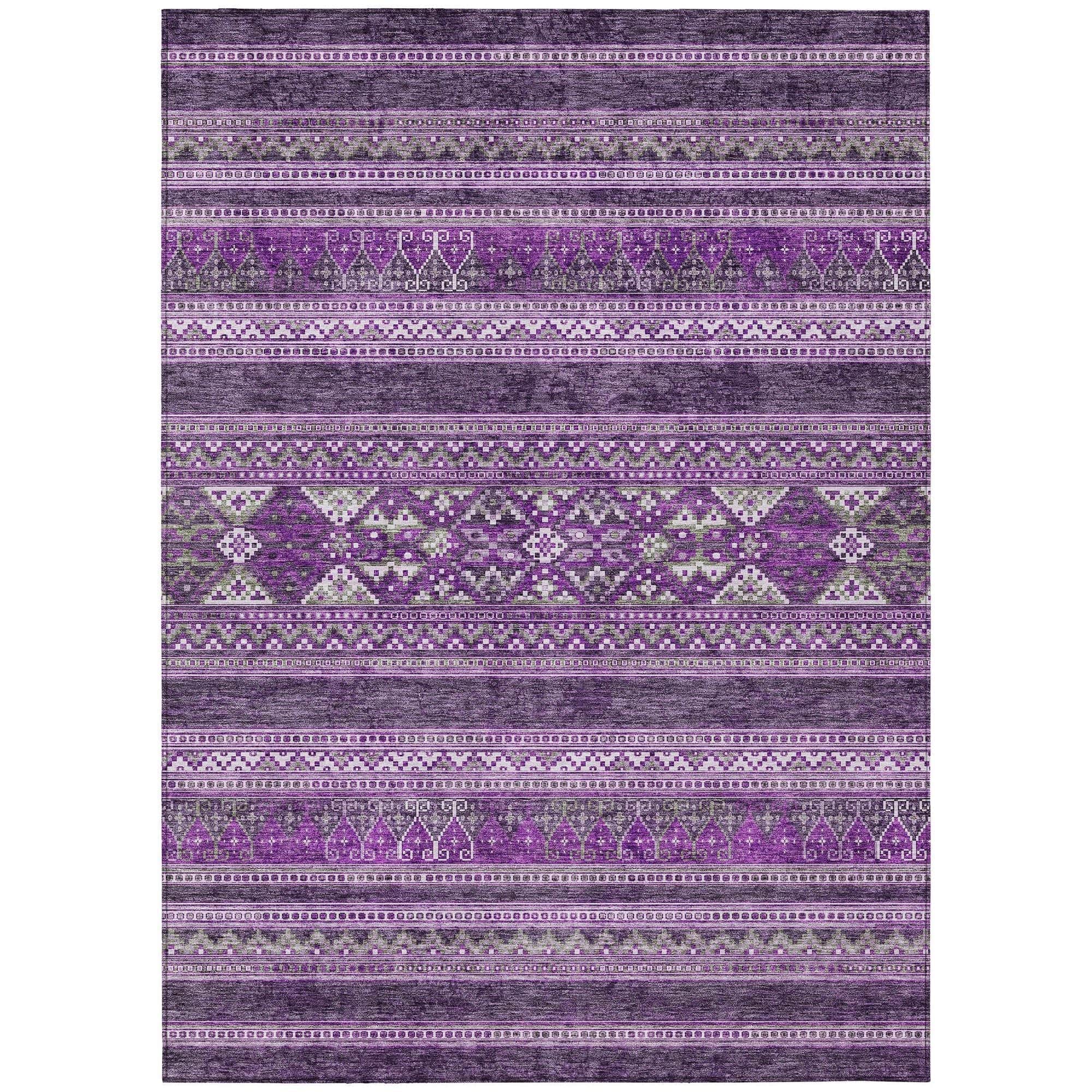 Machine Washable Purple Rug - Indoor / Outdoor - Kids / Pet Friendly Southwest Print Rug