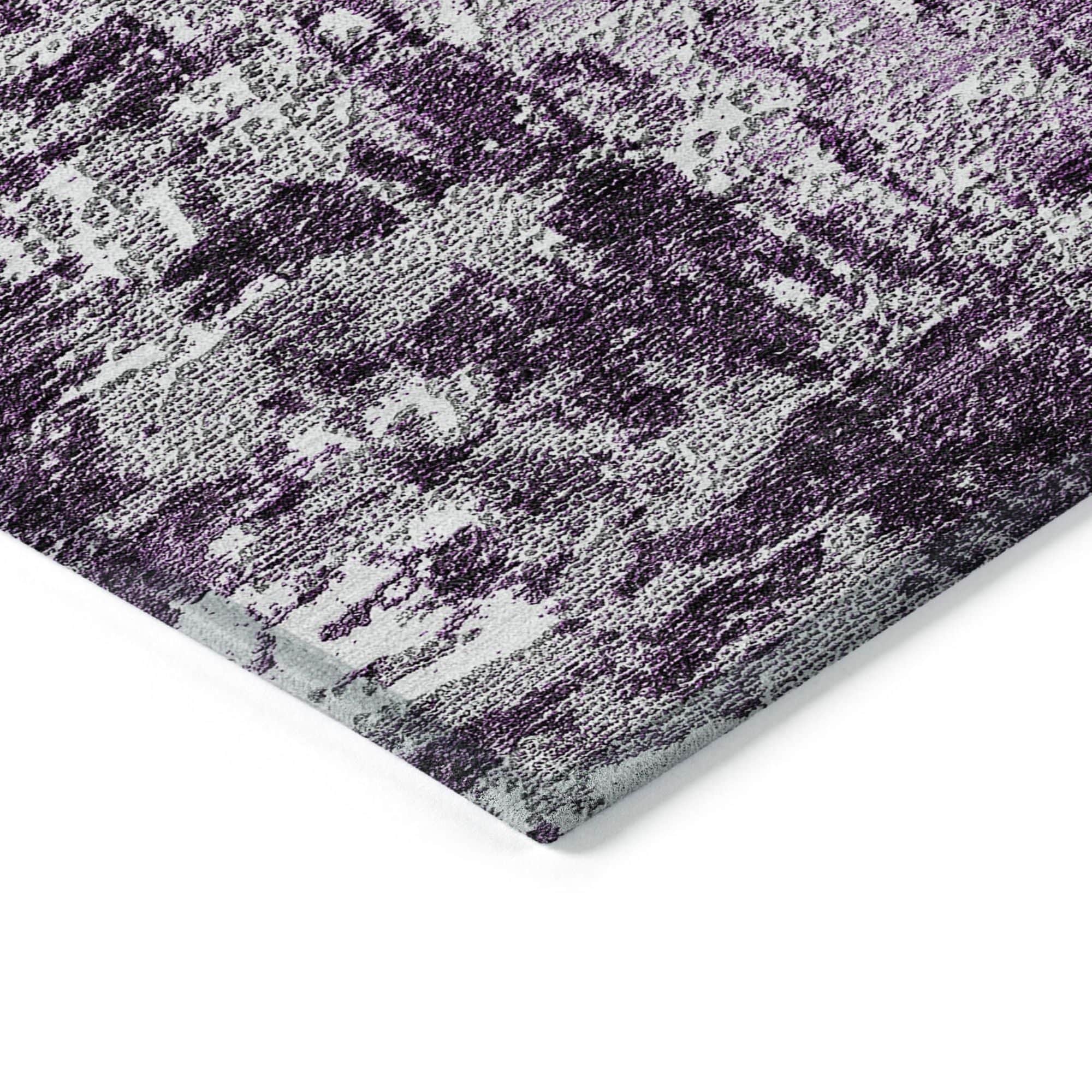 Machine Washable Eggplant Purple Rug - Indoor / Outdoor - Kids / Pet Friendly Modern Print Rug