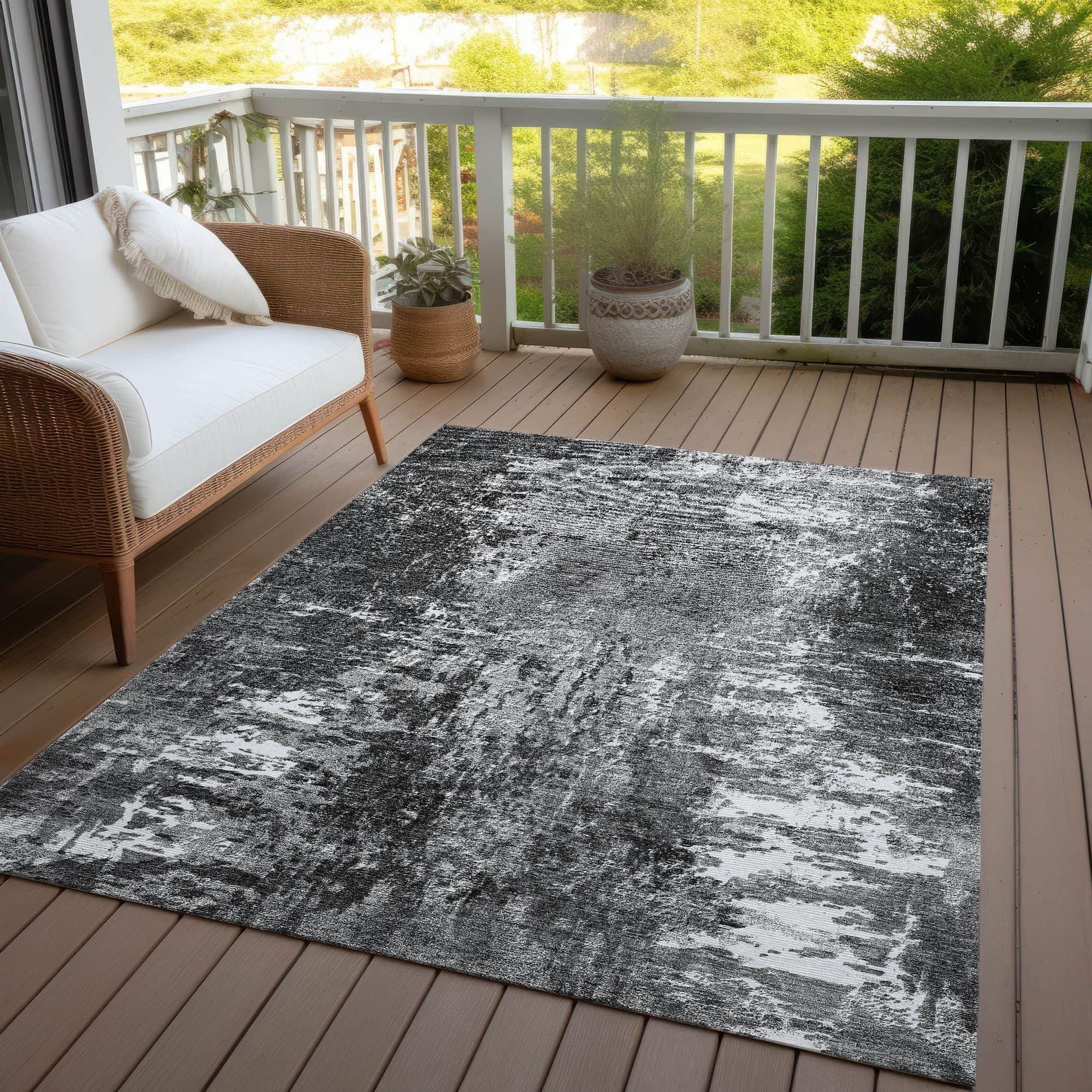 Machine Washable Gray Rug - Indoor / Outdoor - Kids / Pet Friendly Modern Print Rug