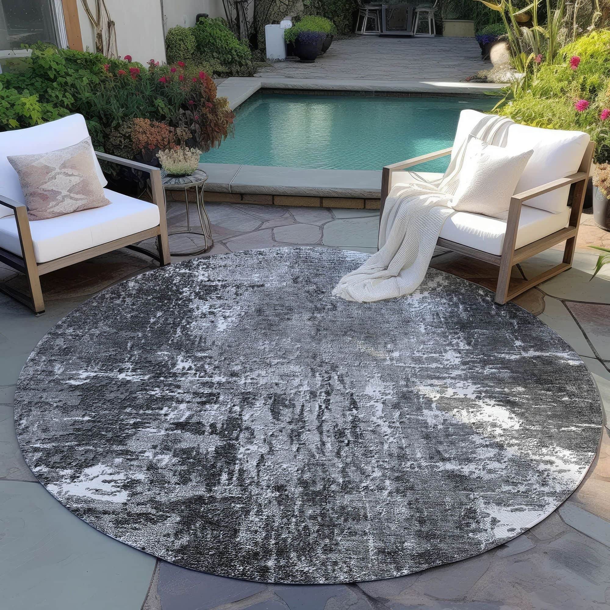Machine Washable Gray Rug - Indoor / Outdoor - Kids / Pet Friendly Modern Print Rug