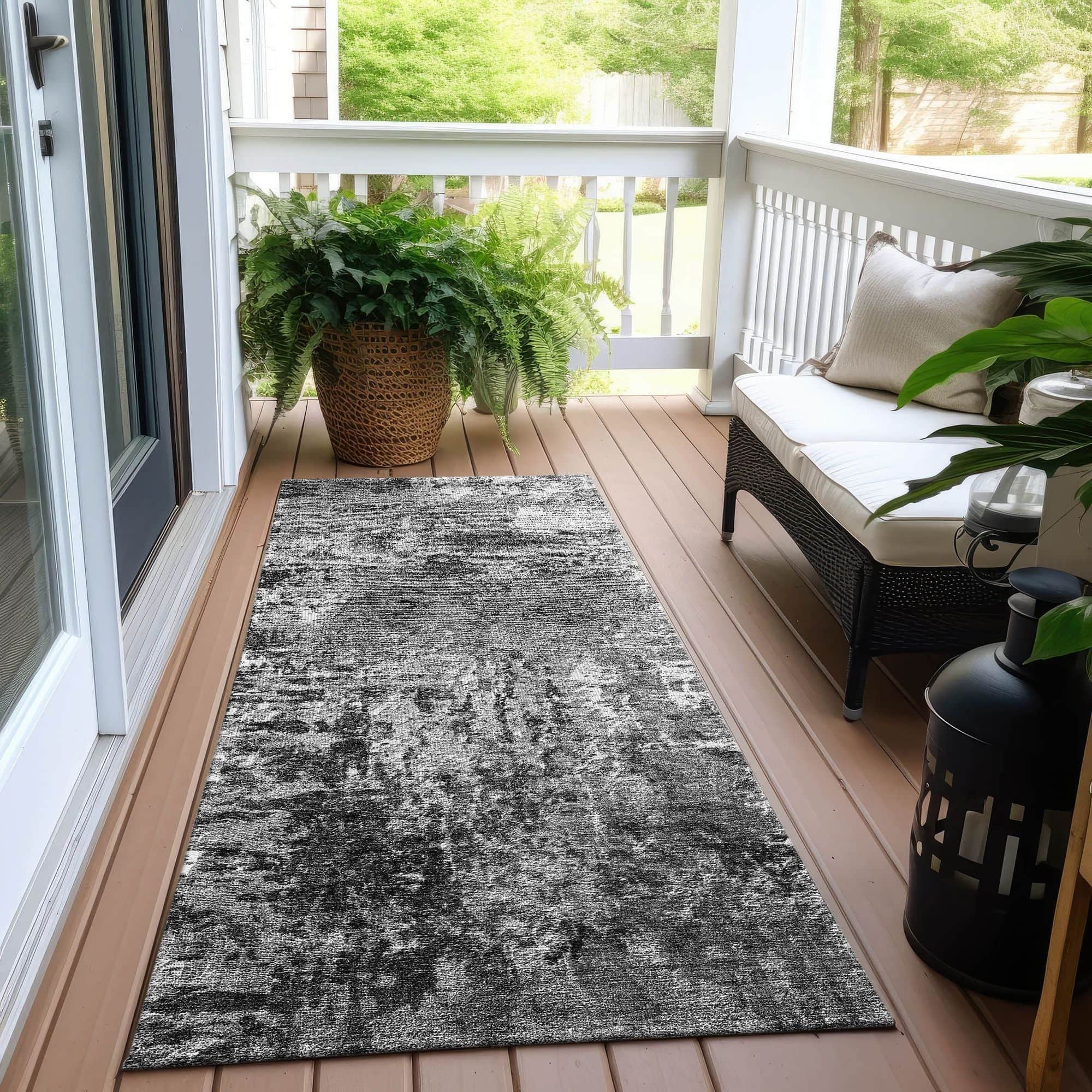 Machine Washable Gray Rug - Indoor / Outdoor - Kids / Pet Friendly Modern Print Rug