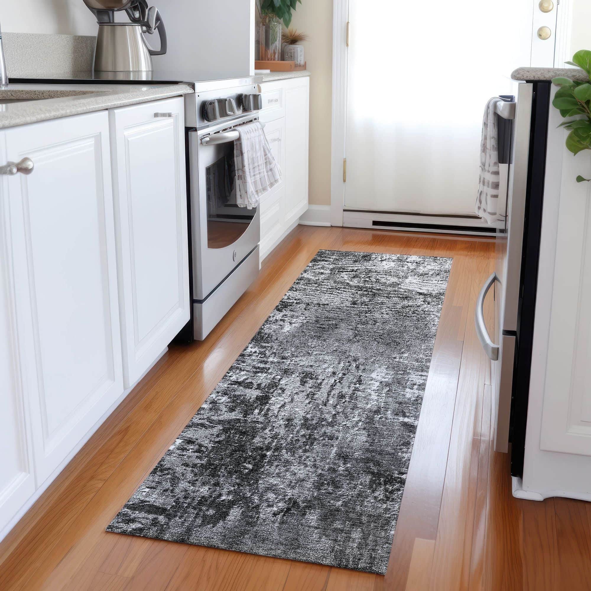 Machine Washable Gray Rug - Indoor / Outdoor - Kids / Pet Friendly Modern Print Rug