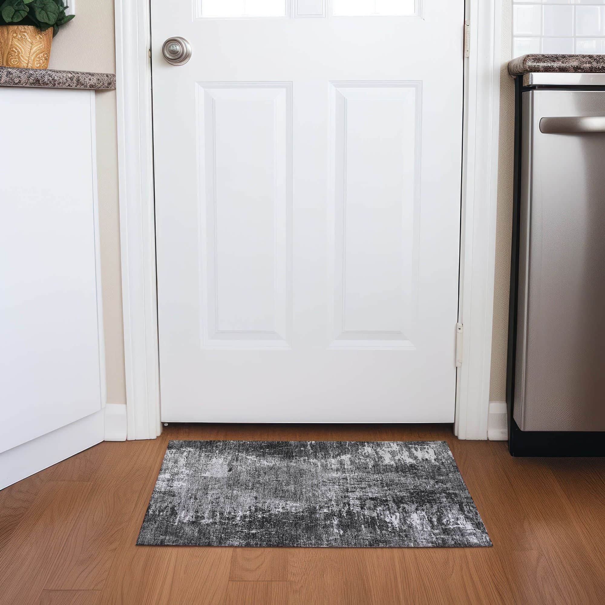 Machine Washable Gray Rug - Indoor / Outdoor - Kids / Pet Friendly Modern Print Rug