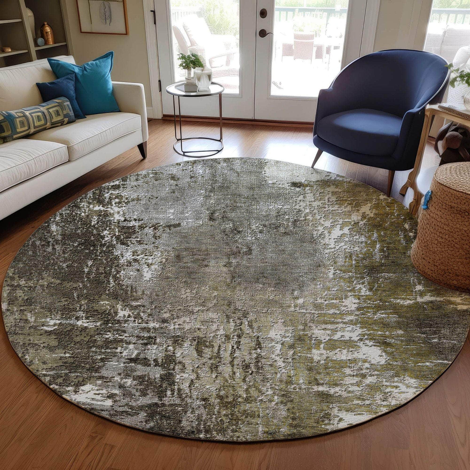 Machine Washable Taupe Brown Rug - Indoor / Outdoor - Kids / Pet Friendly Modern Print Rug