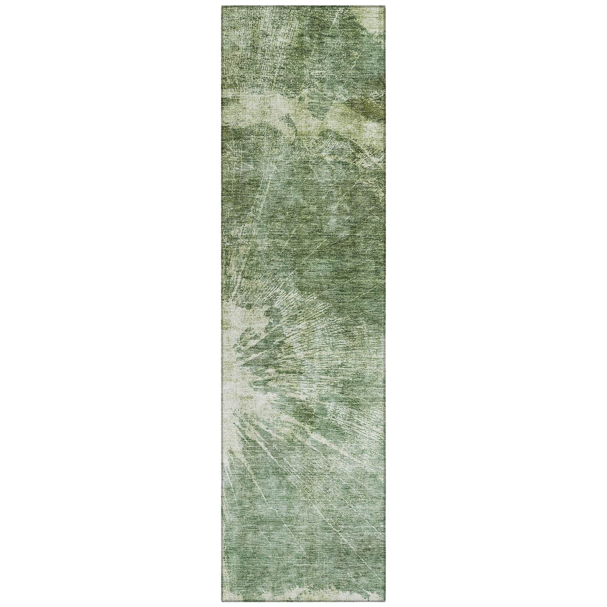Machine Washable Fern Green Rug - Indoor / Outdoor - Kids / Pet Friendly Organic Print Rug