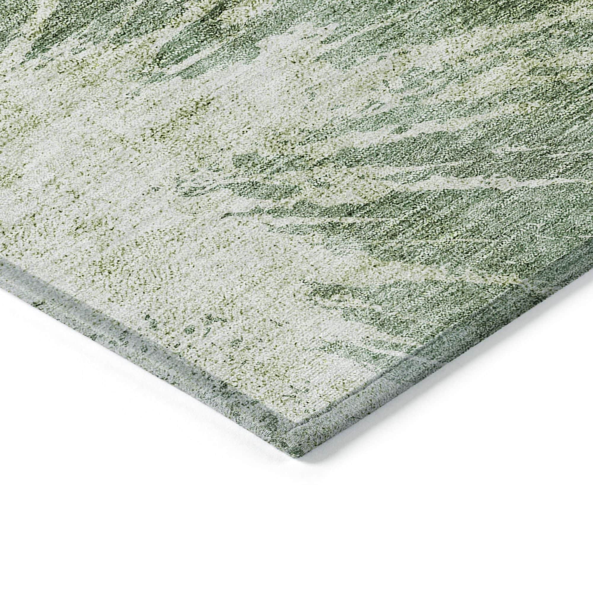 Machine Washable Fern Green Rug - Indoor / Outdoor - Kids / Pet Friendly Organic Print Rug