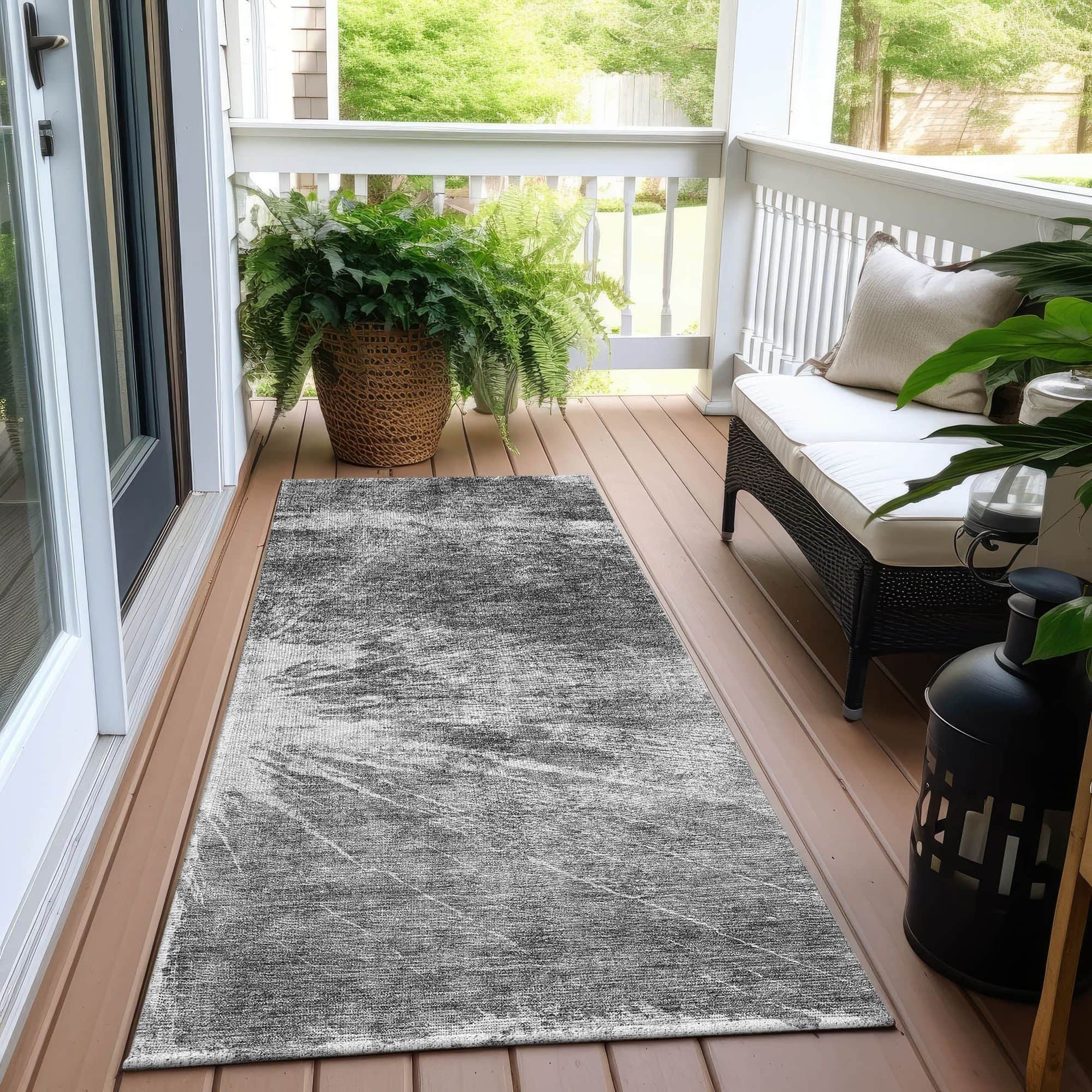 Machine Washable Gray Rug - Indoor / Outdoor - Kids / Pet Friendly Organic Print Rug