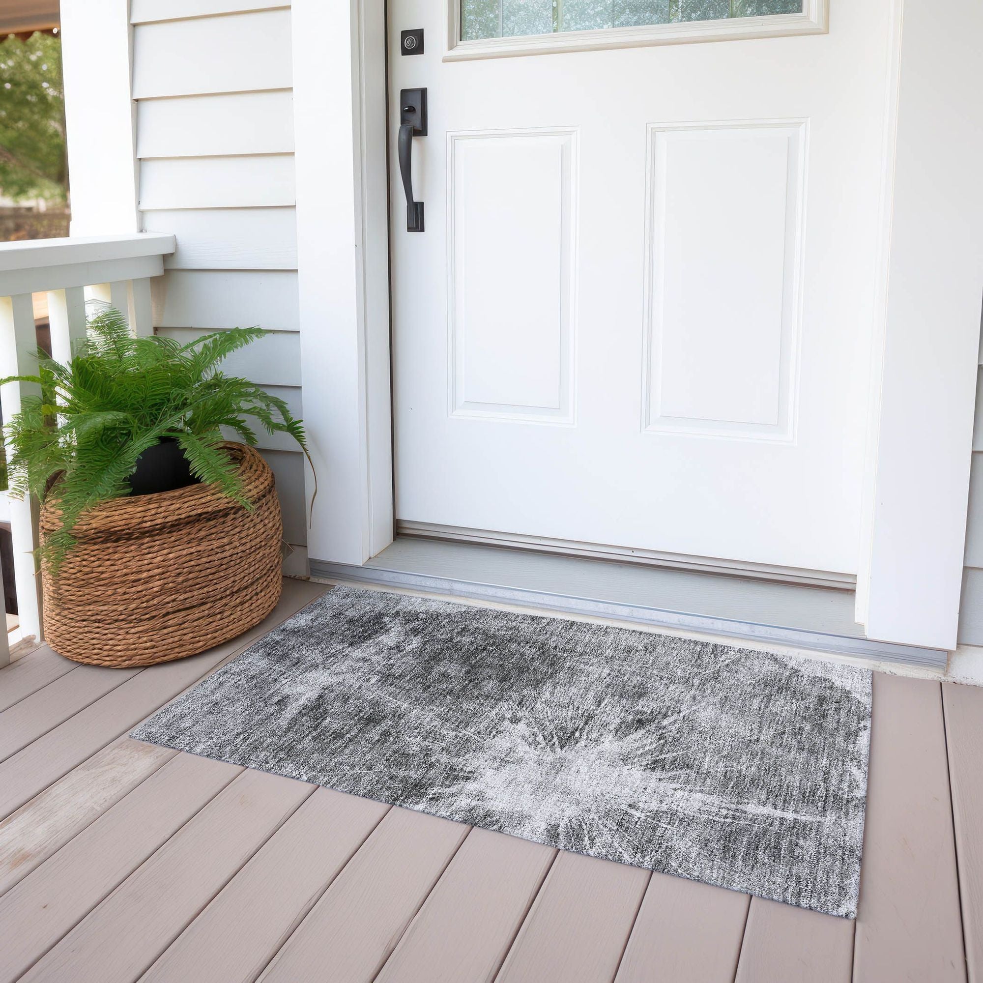 Machine Washable Gray Rug - Indoor / Outdoor - Kids / Pet Friendly Organic Print Rug